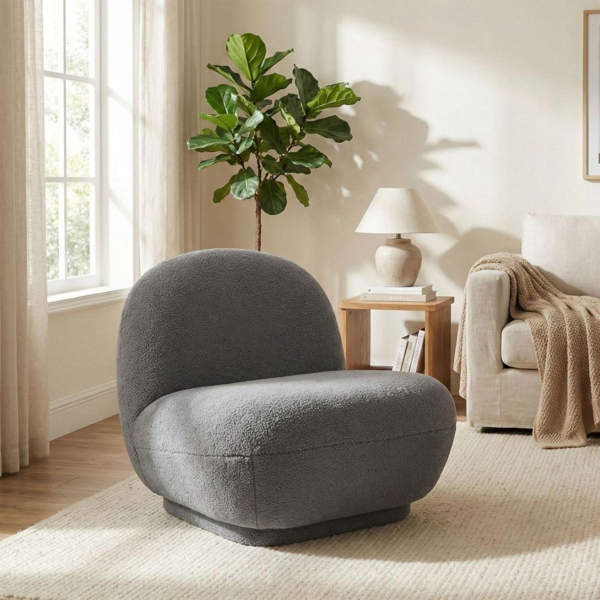 Maisie Accent Armless Chair - Grey - Fabric