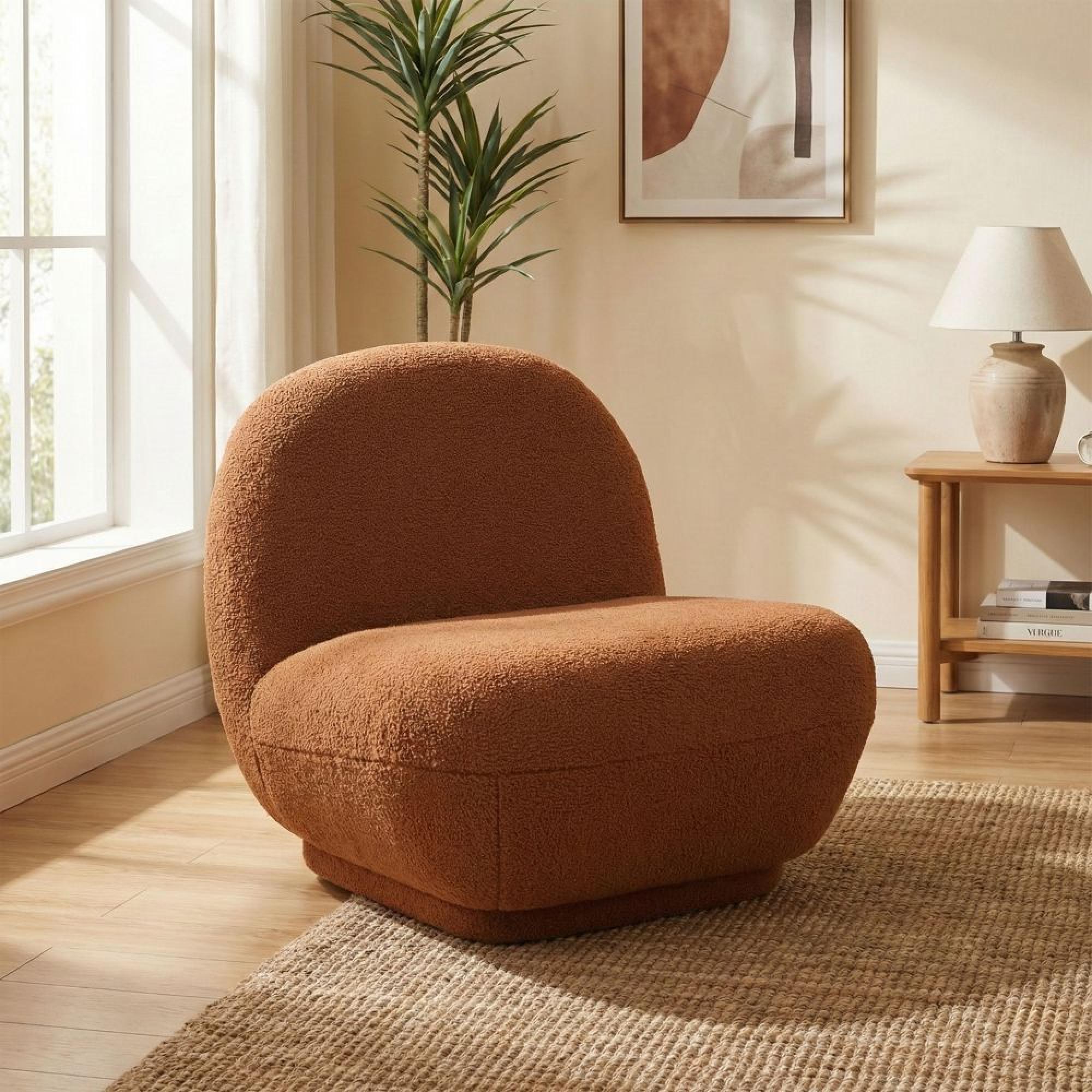 Maisie Accent Armless Chair - Rust Orange - Fabric