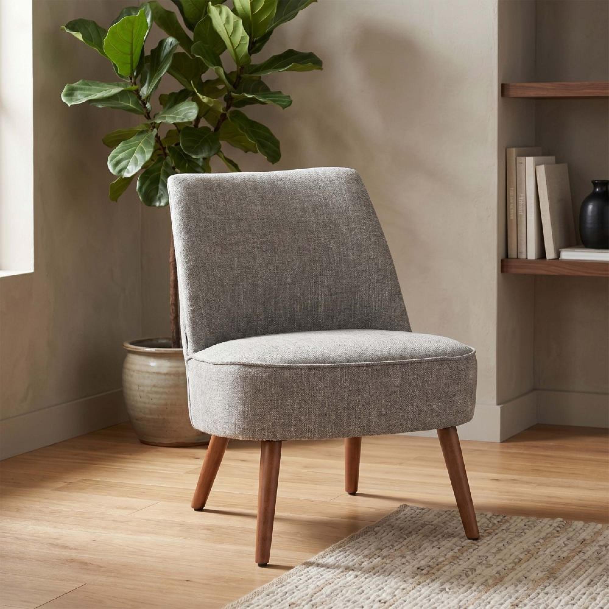 Reagan Accent Armless Chair - Grey - Fabric and Wood
