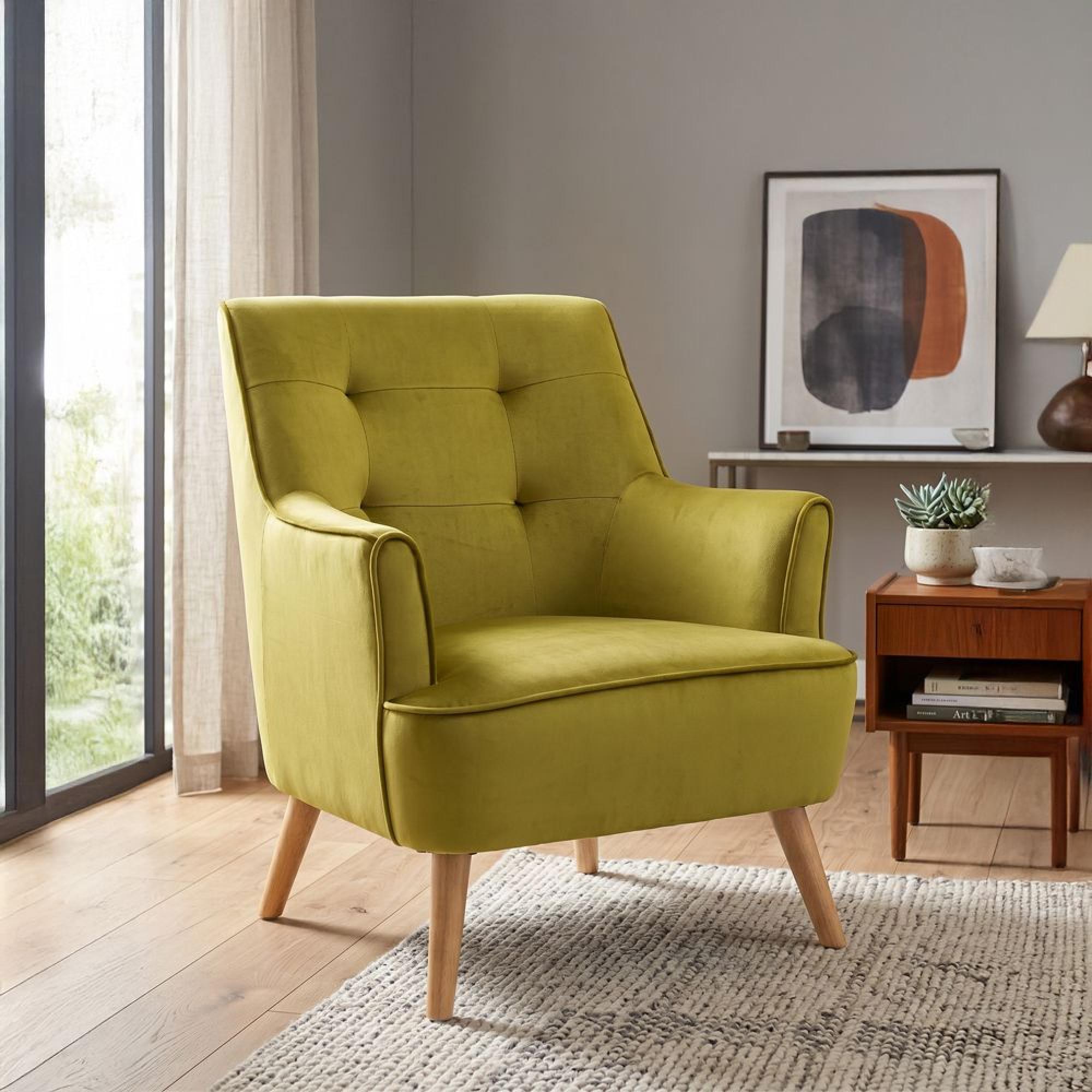 Tara Accent Armchair - Pistachio Velvet - Fabric and Oak