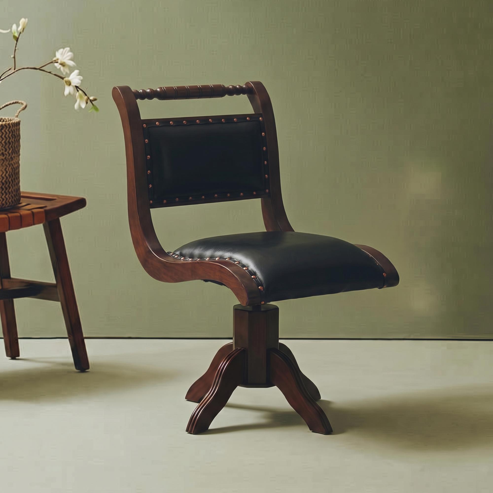 Inca Chair - Swivel - Black Leather