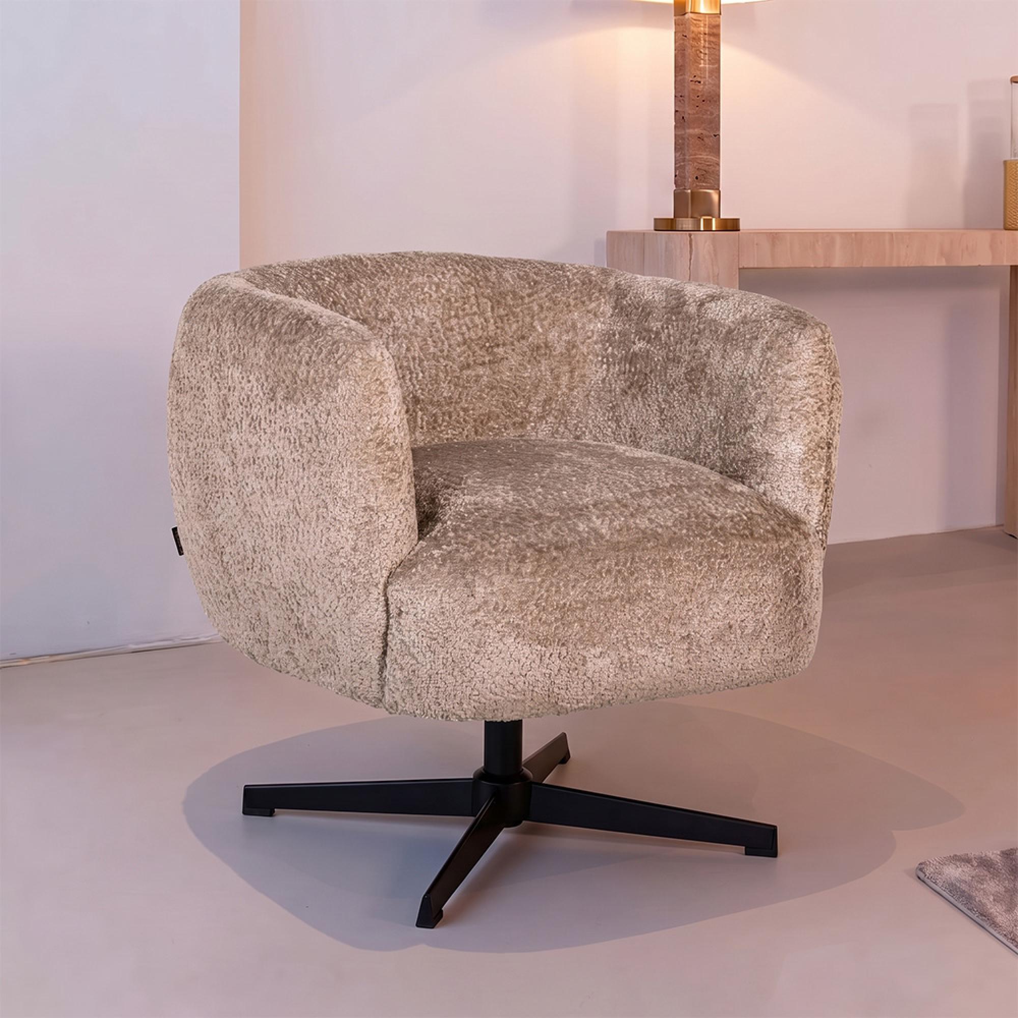 Estelle Swivel Lounge Chair - Natural - Fabric and Metal