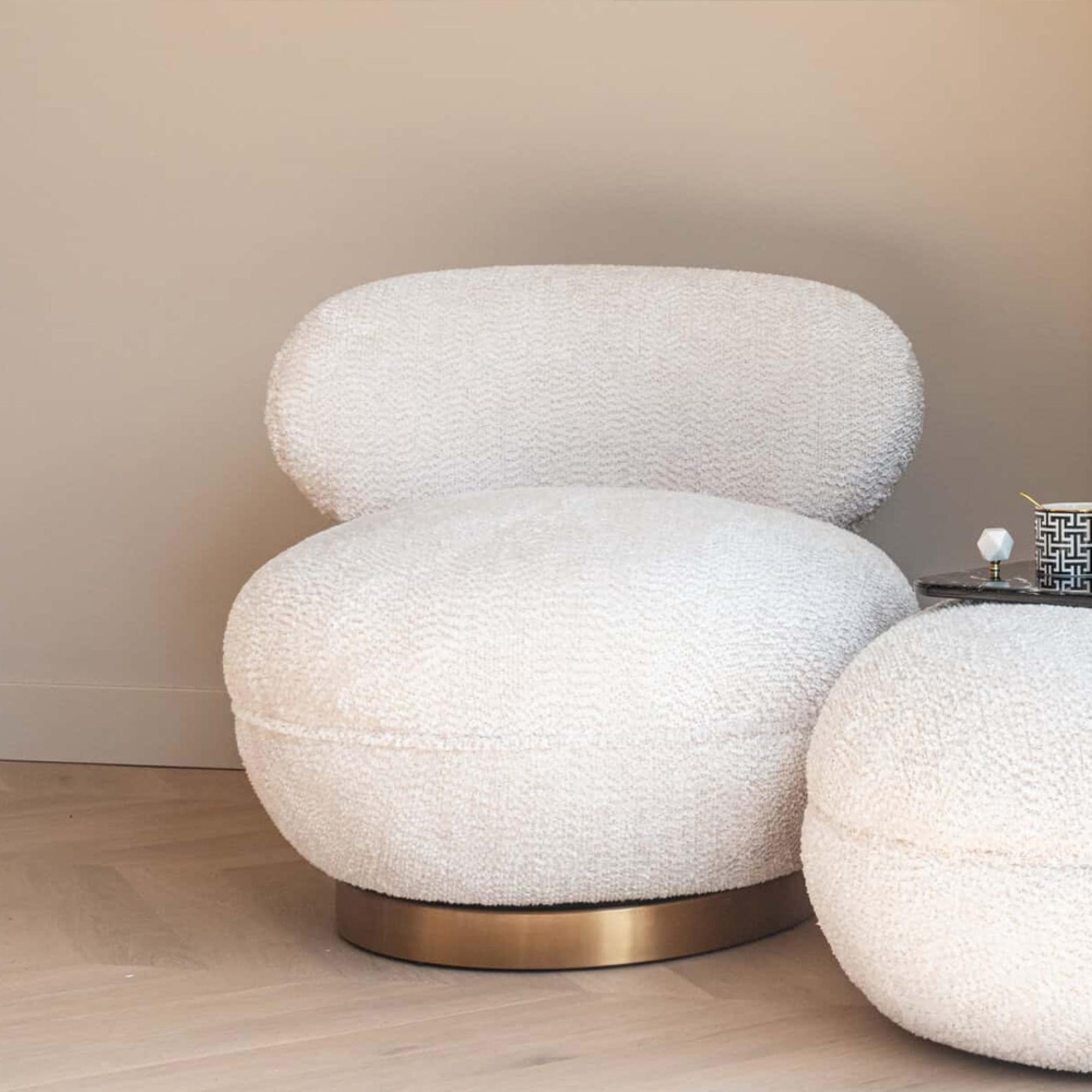 Jace Cream Fabric and Gold Accent Chair