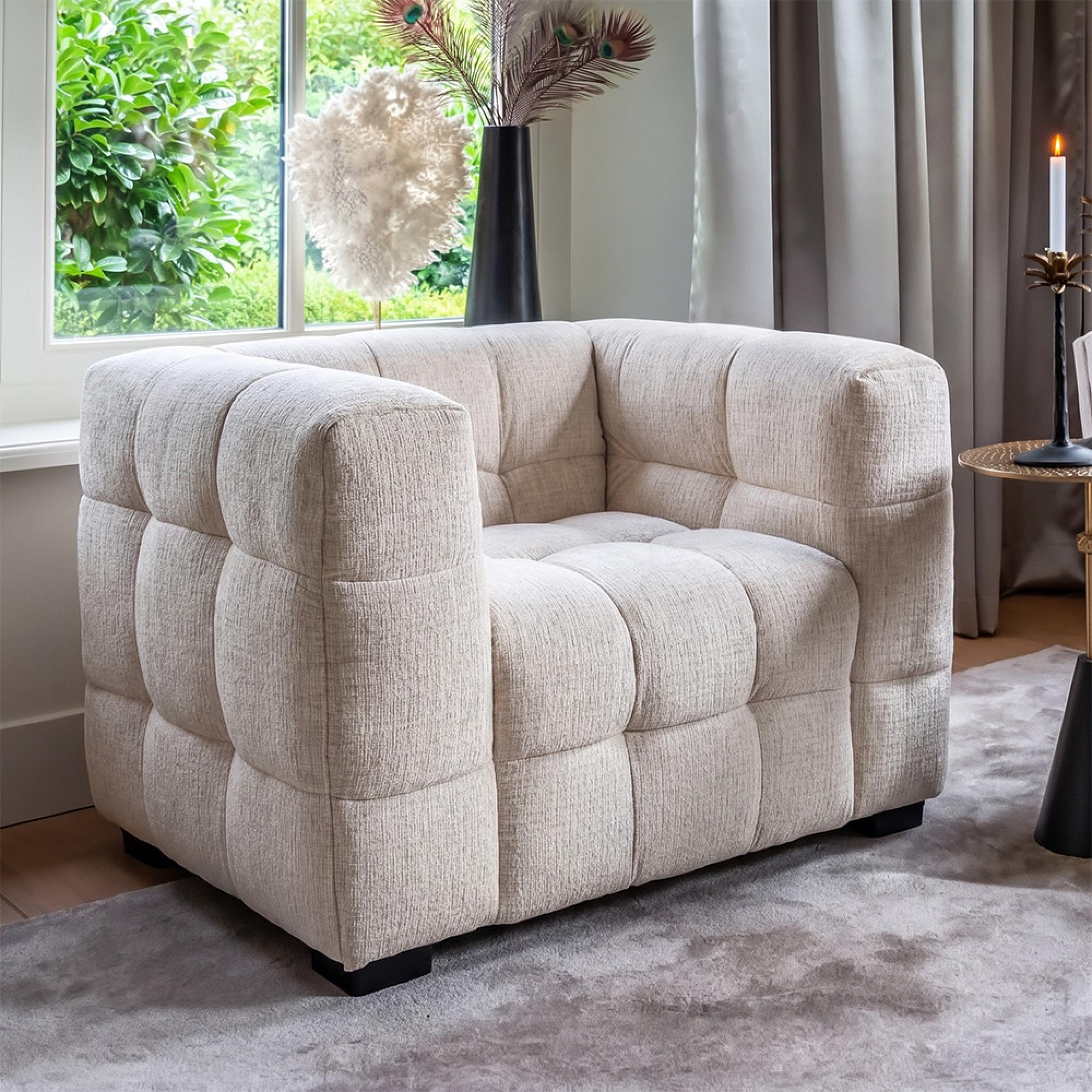 Merrol Cream Fabric Accent Chair