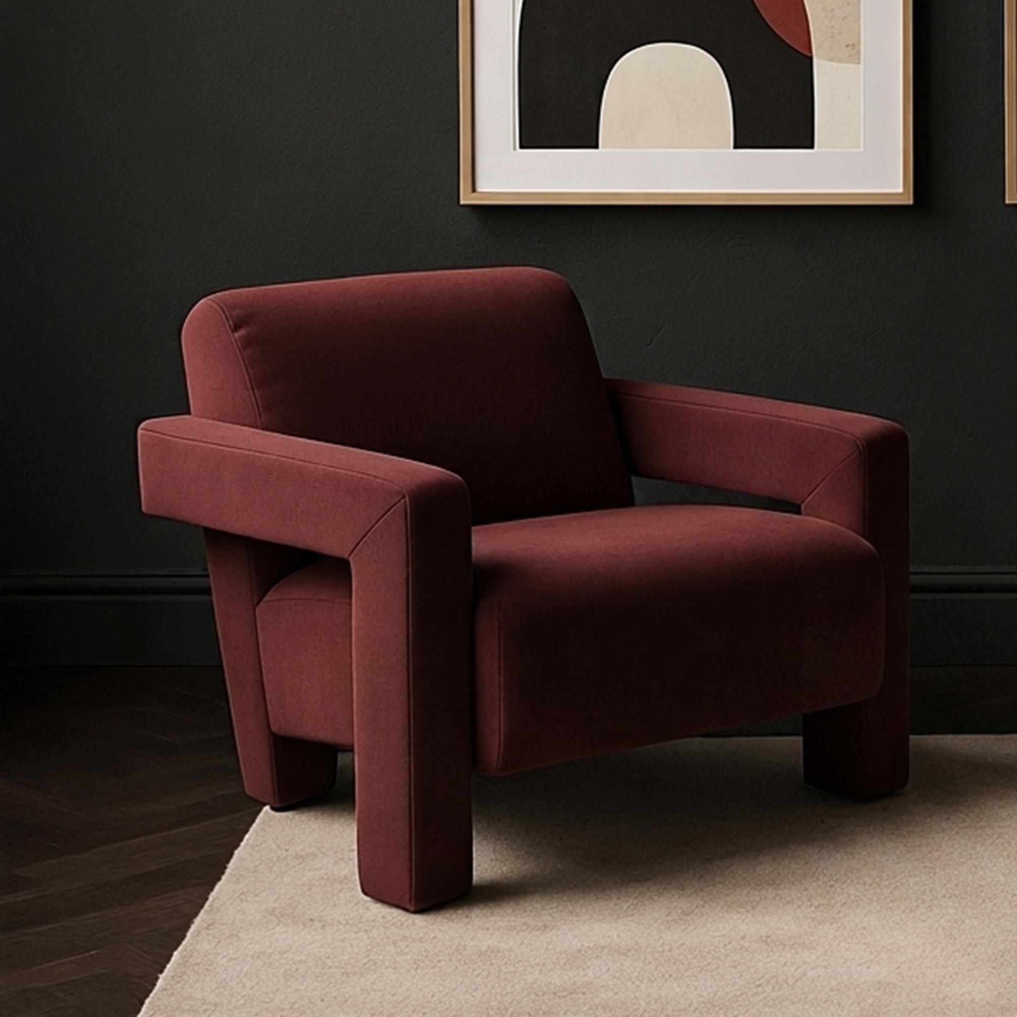 Apex Accent Armchair - Burgundy Velvet - Fabric