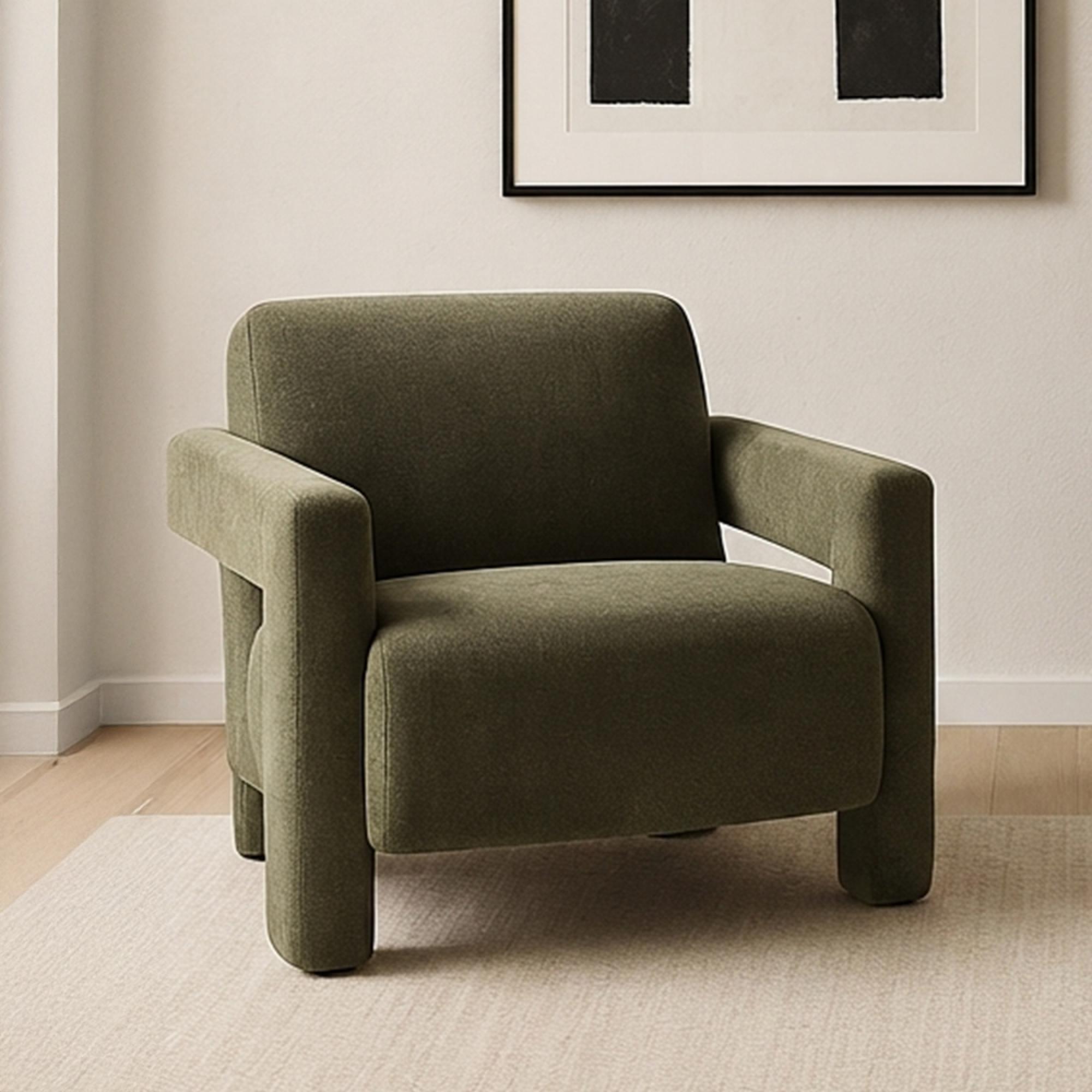 Apex Accent Armchair - Soft Weave Olive Green - Fabric
