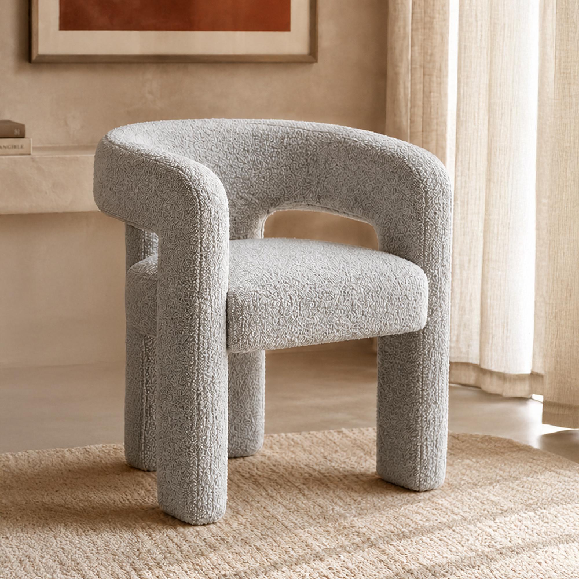 Crescent Armchair - Curved Back - Dove - Fabric