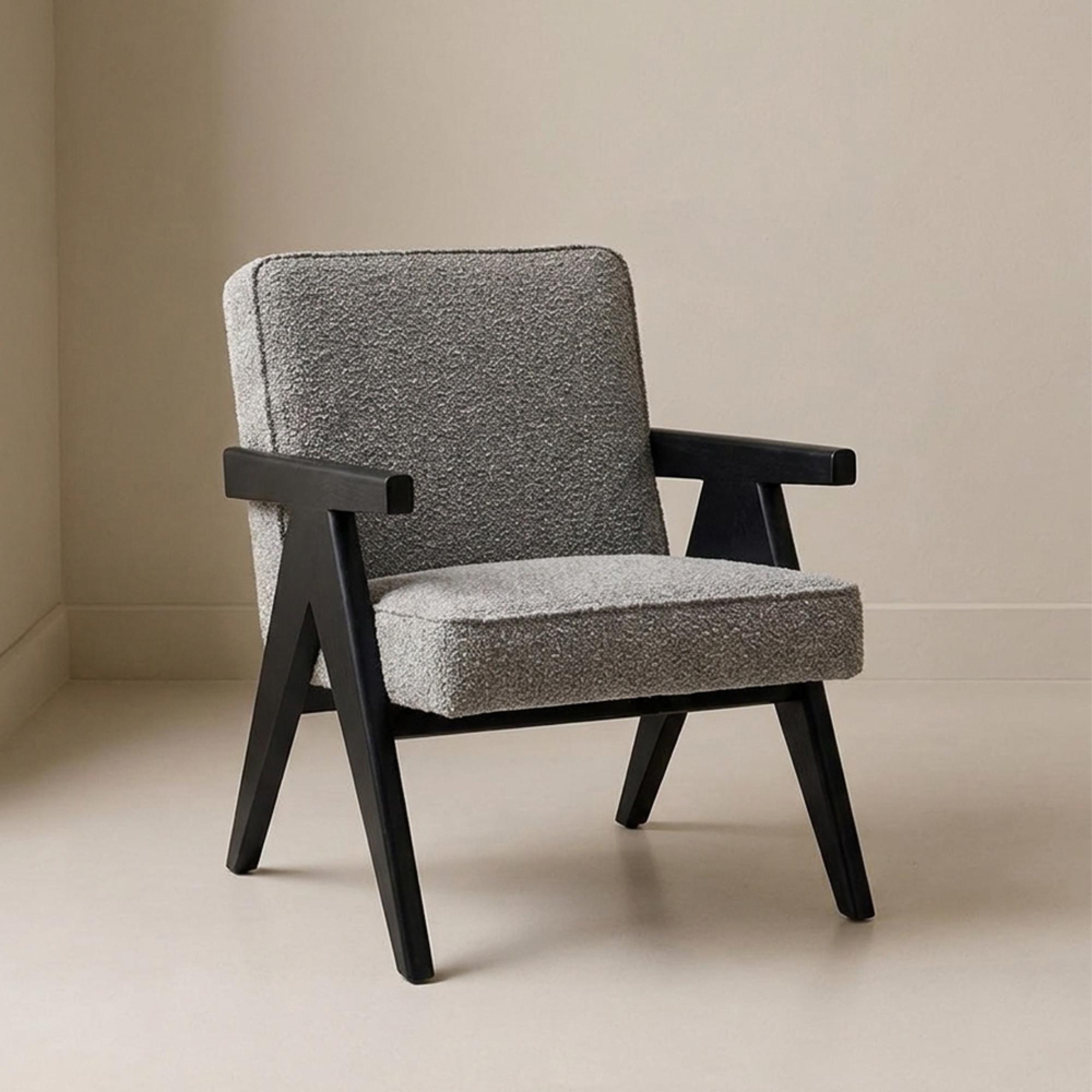 Ross Armchair - Cologne Dove and Black - Fabric and Wood