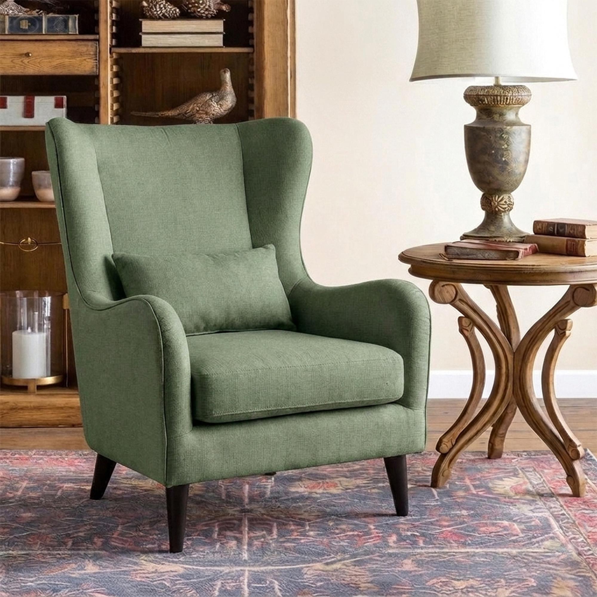 Oxford Accent Armchair - Wing Back - Light Green - Fabric