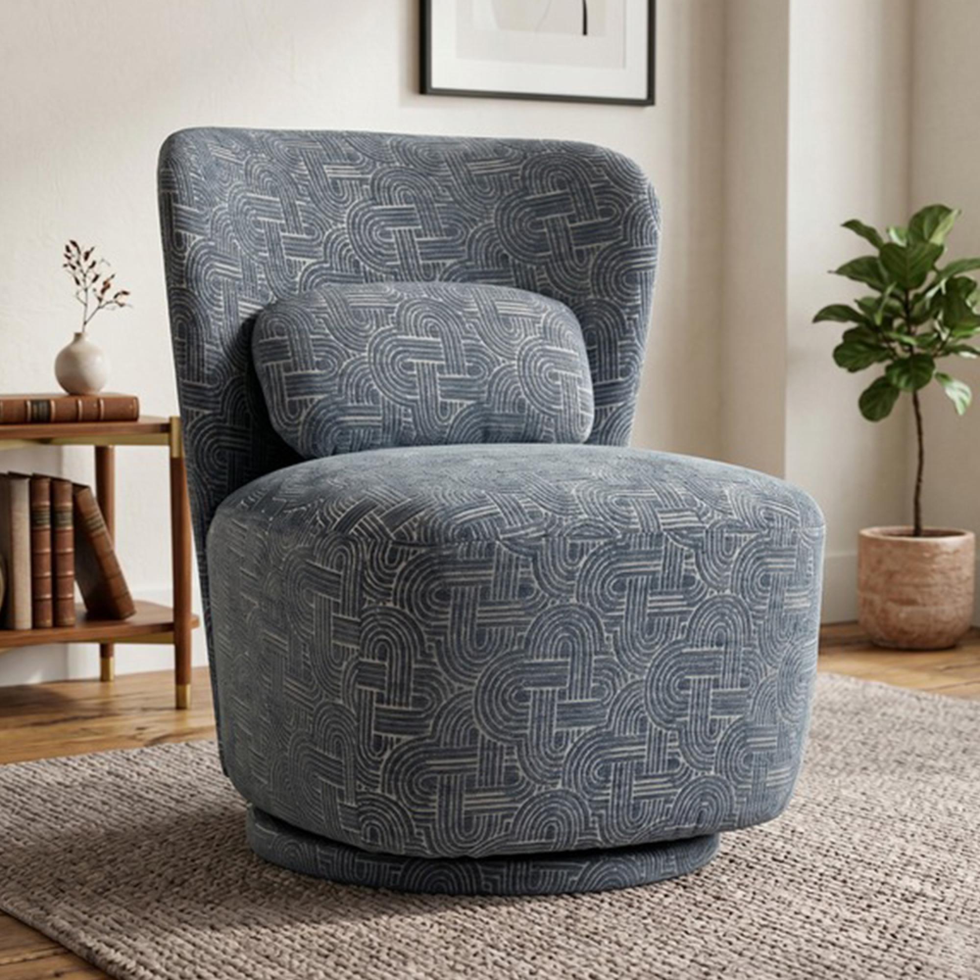 Aura Swivel Chair - Curved Back - Slate - Fabric