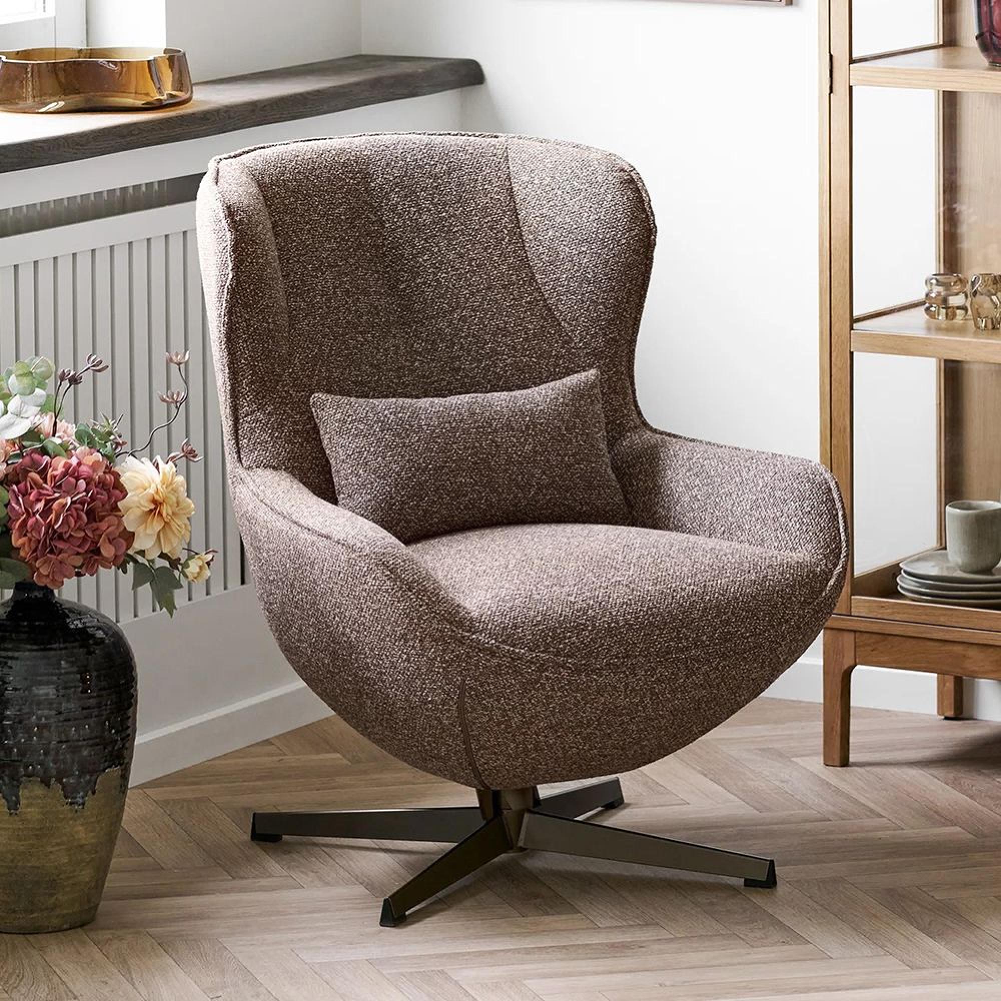 Blenheim Swivel Lounge Chair - Brown - Fabric