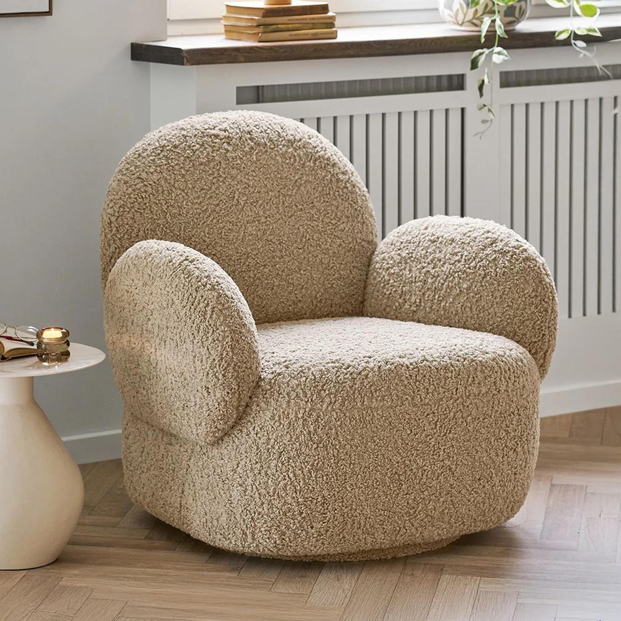 Messina Swivel Lounge Armchair - Light Brown - Fabric