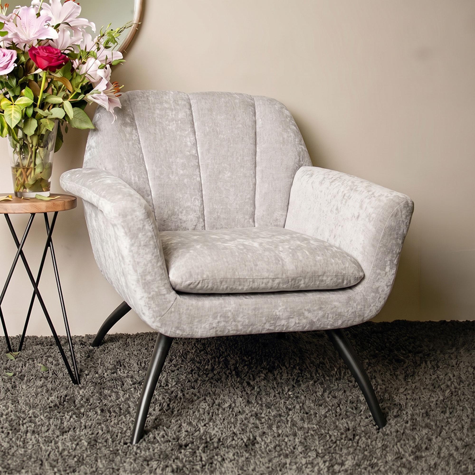 Amalfi Accent Chair - Chenille Fabric - Grey