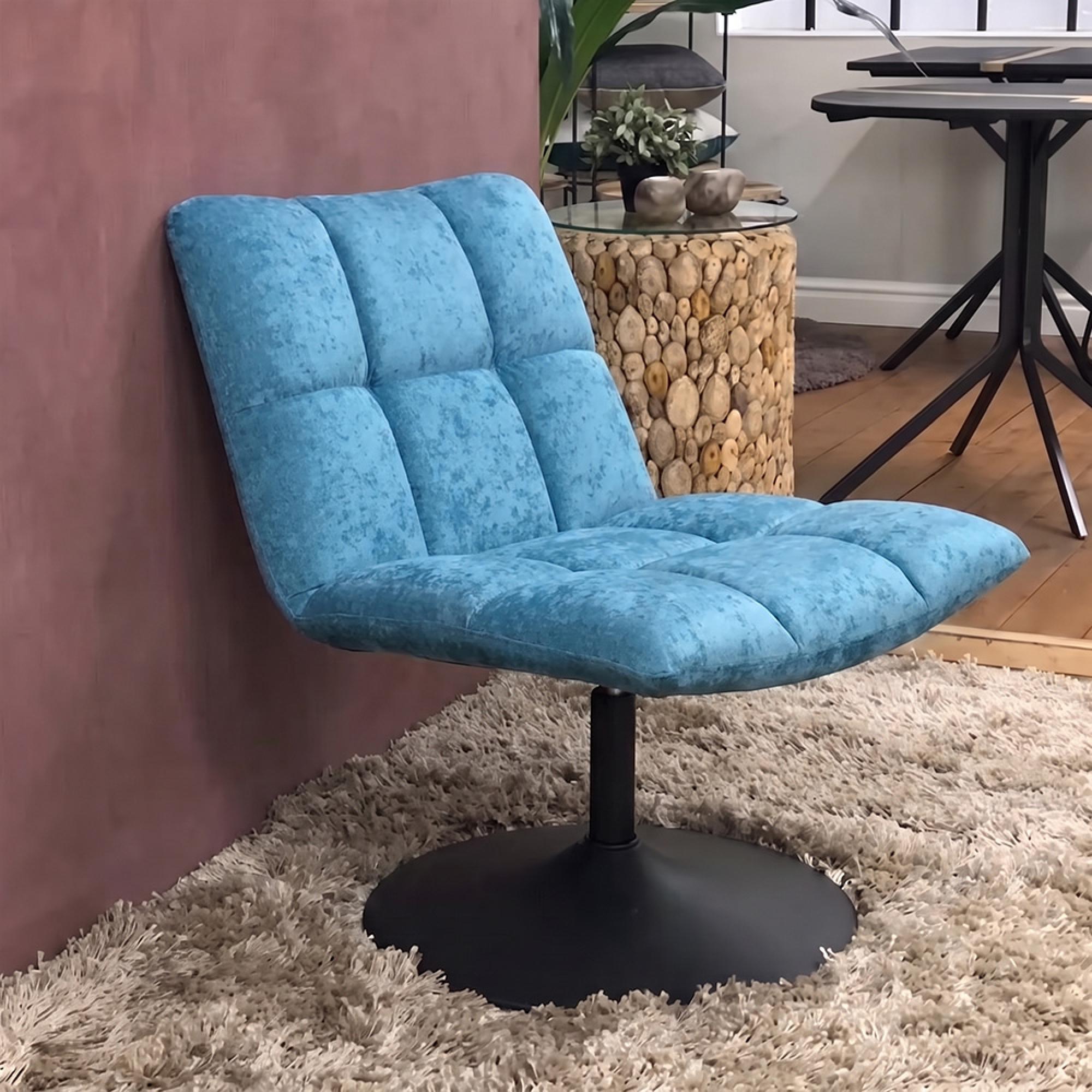Yerevan Swivel Chair - Chenille Fabric - Blue