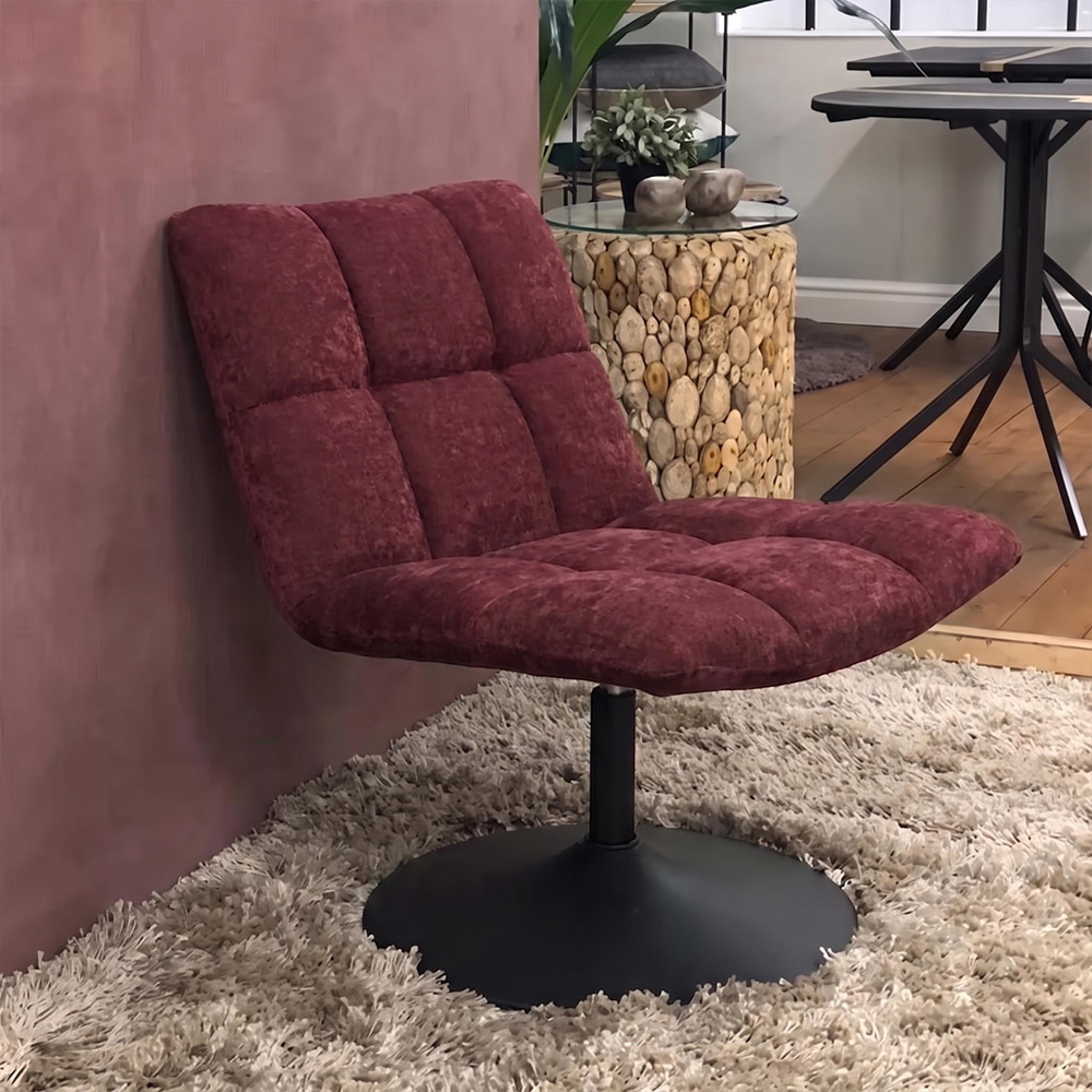Yerevan Pink Chenille Fabric Swivel Chair