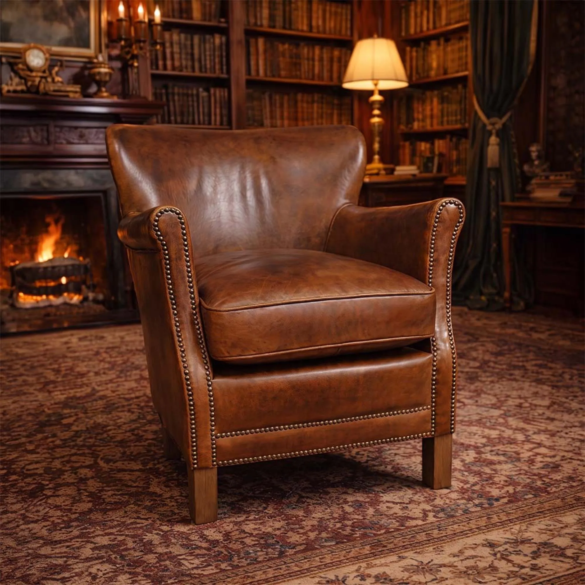 Accent Armchair - Brown Leather