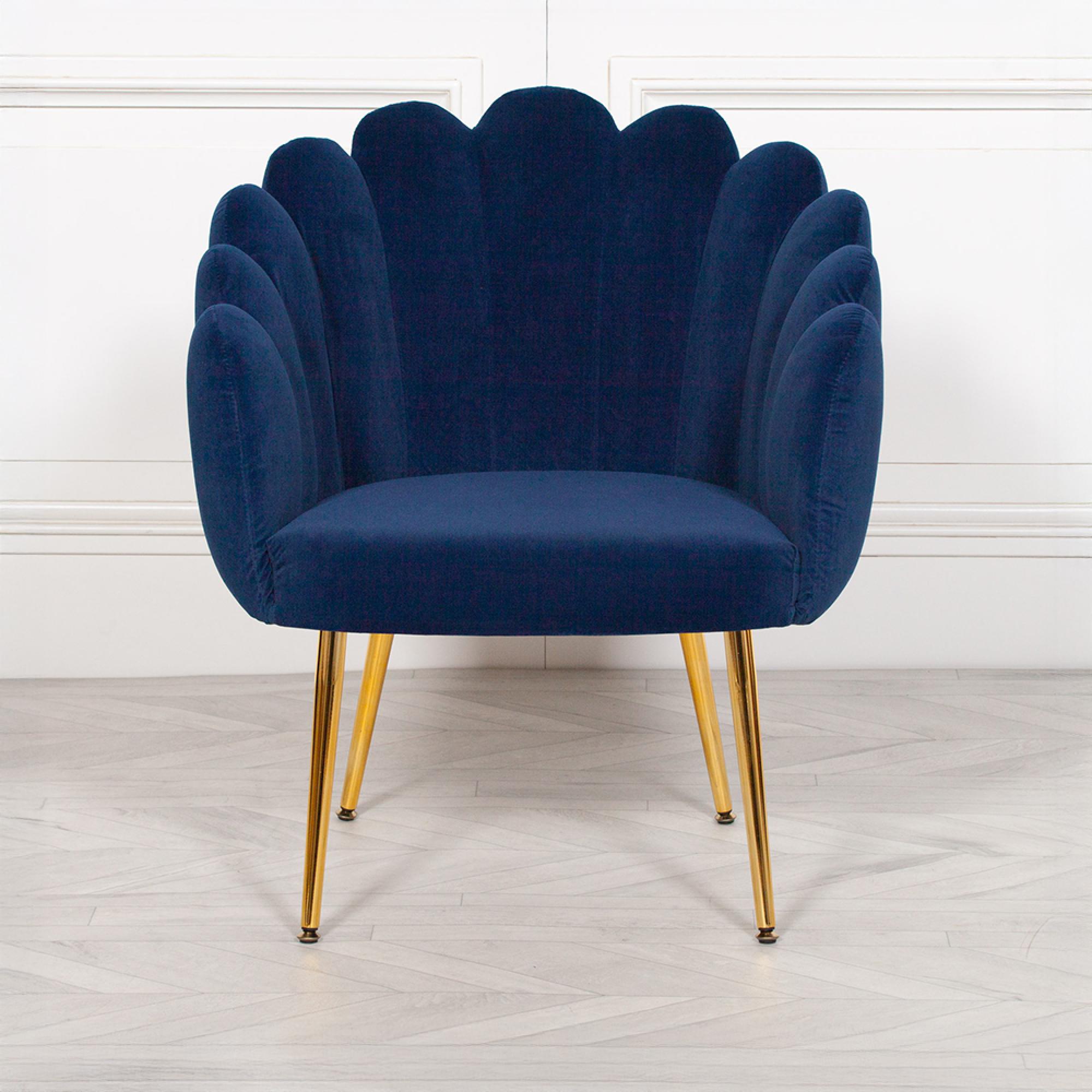 Arriba Occasional Chair - Blue Velvet - Scalloped