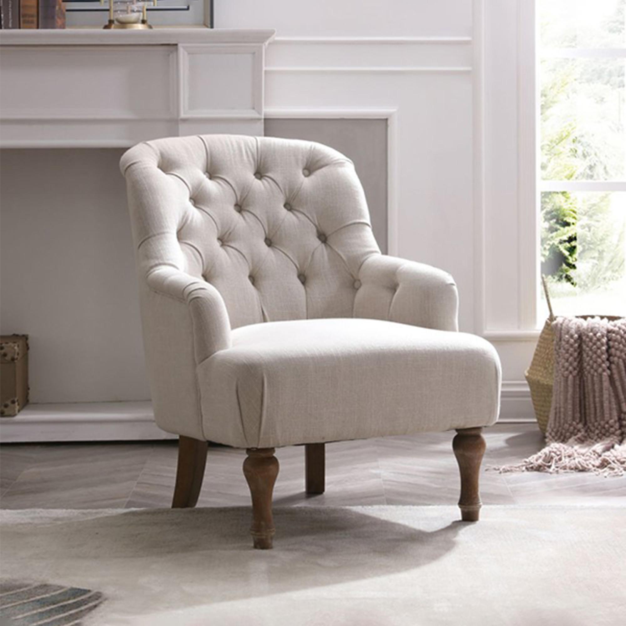 Bianca Armchair - Antheia Cream Linen Fabric
