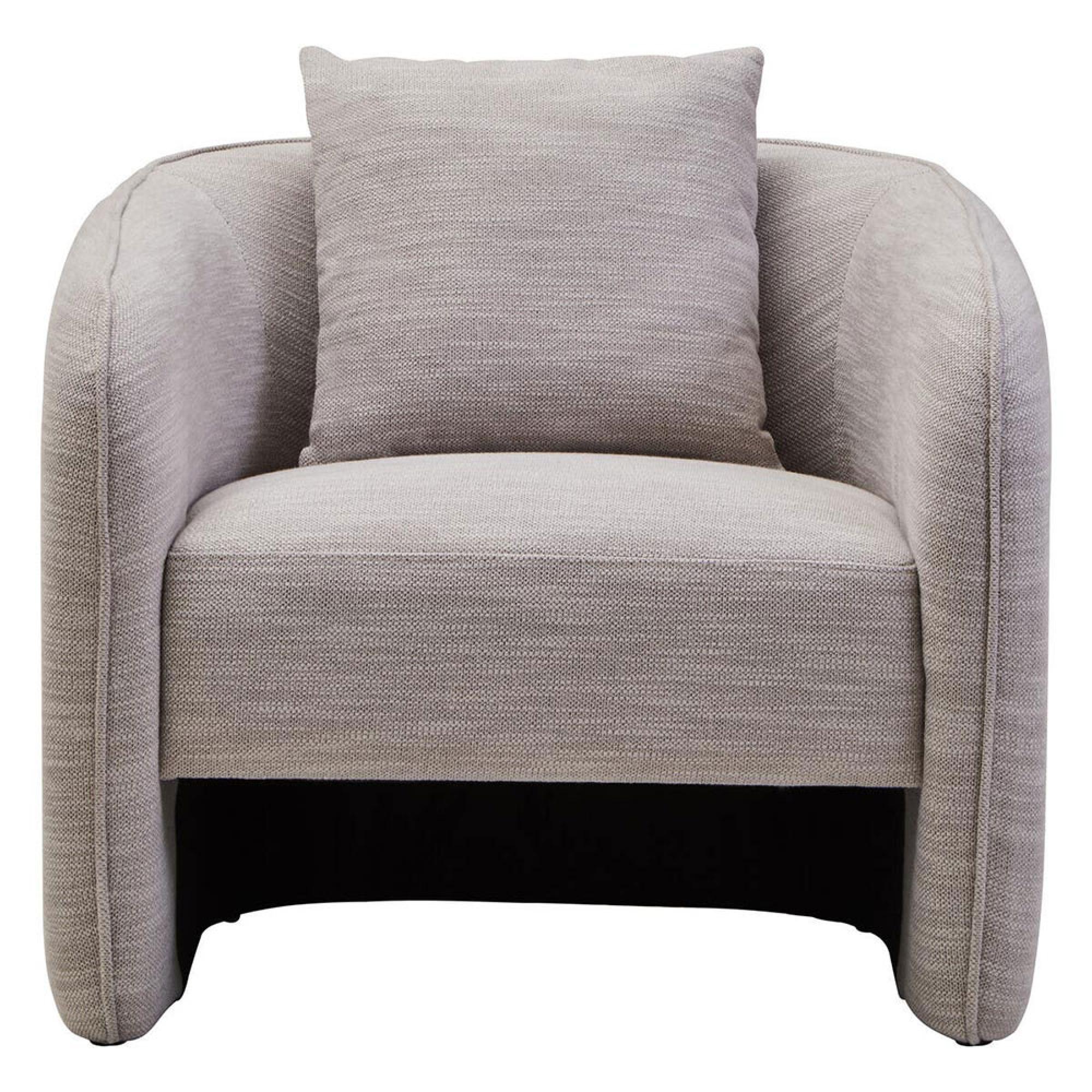 Bilani Chair - Curved - Grey Linen Fabric