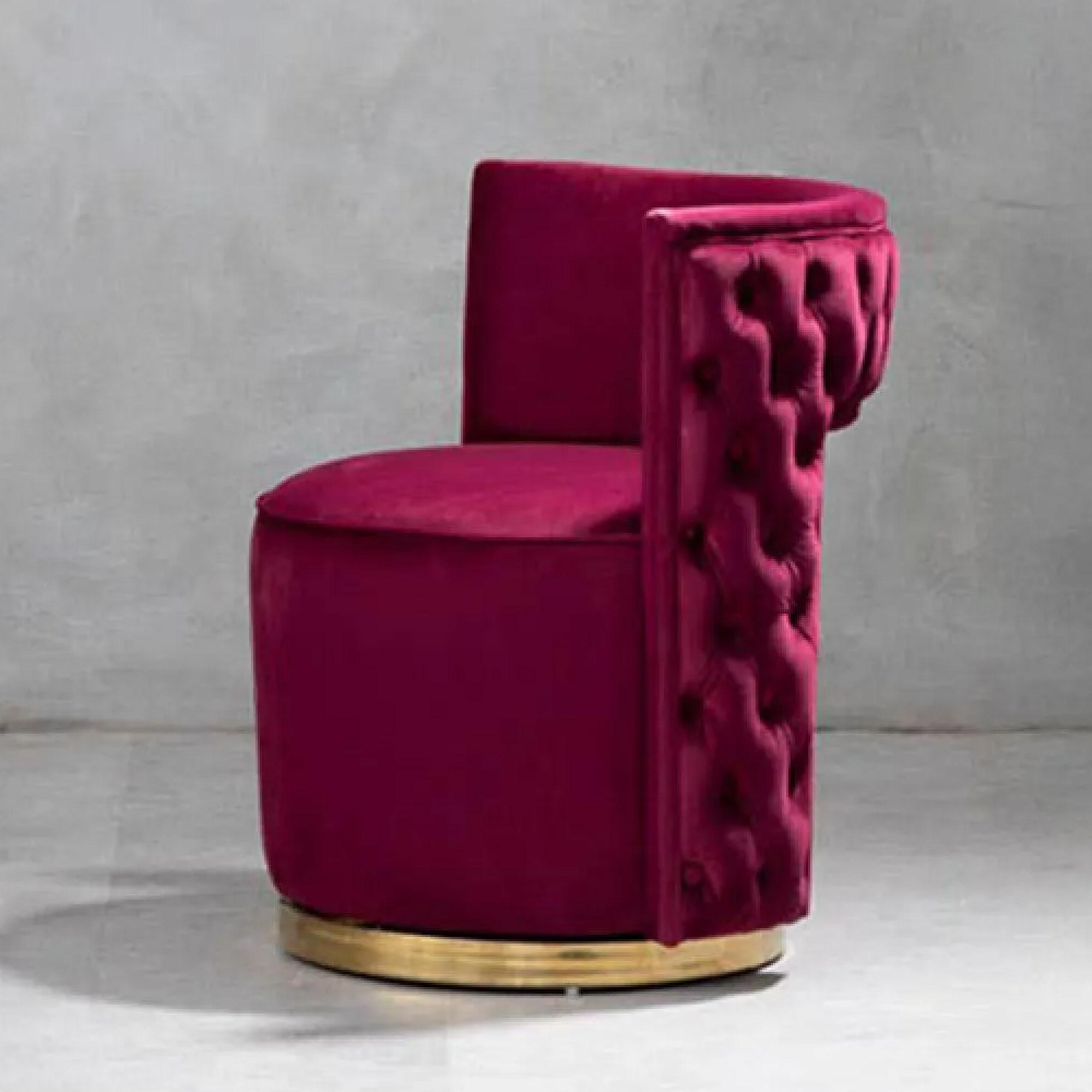 Bola Accent Chair - Wine Velvet Fabric