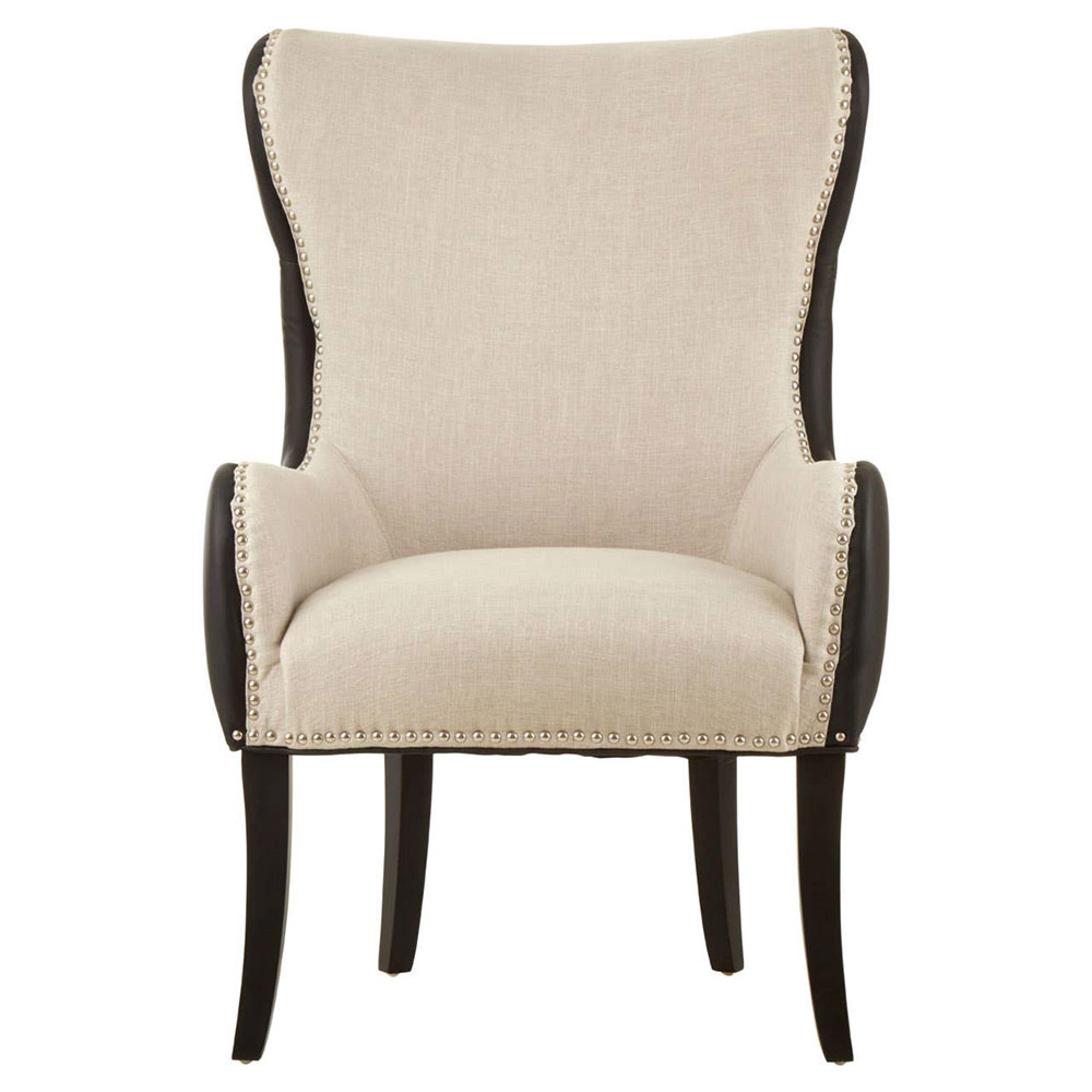 Doucet Chair - Beige Fabric with Black Faux Leather Back