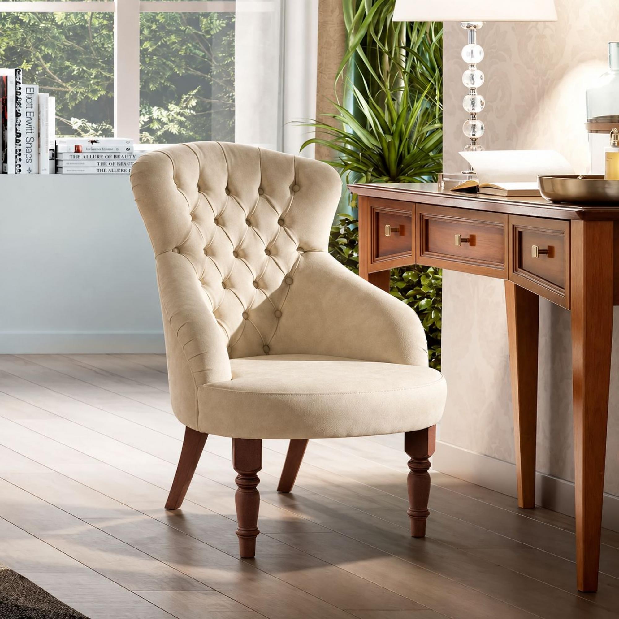 Giotto Italian Armchair - Fabric - Walnut