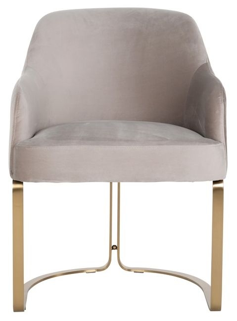 Hadley Khaki Velvet Fabric Armchair with Gold Legs 