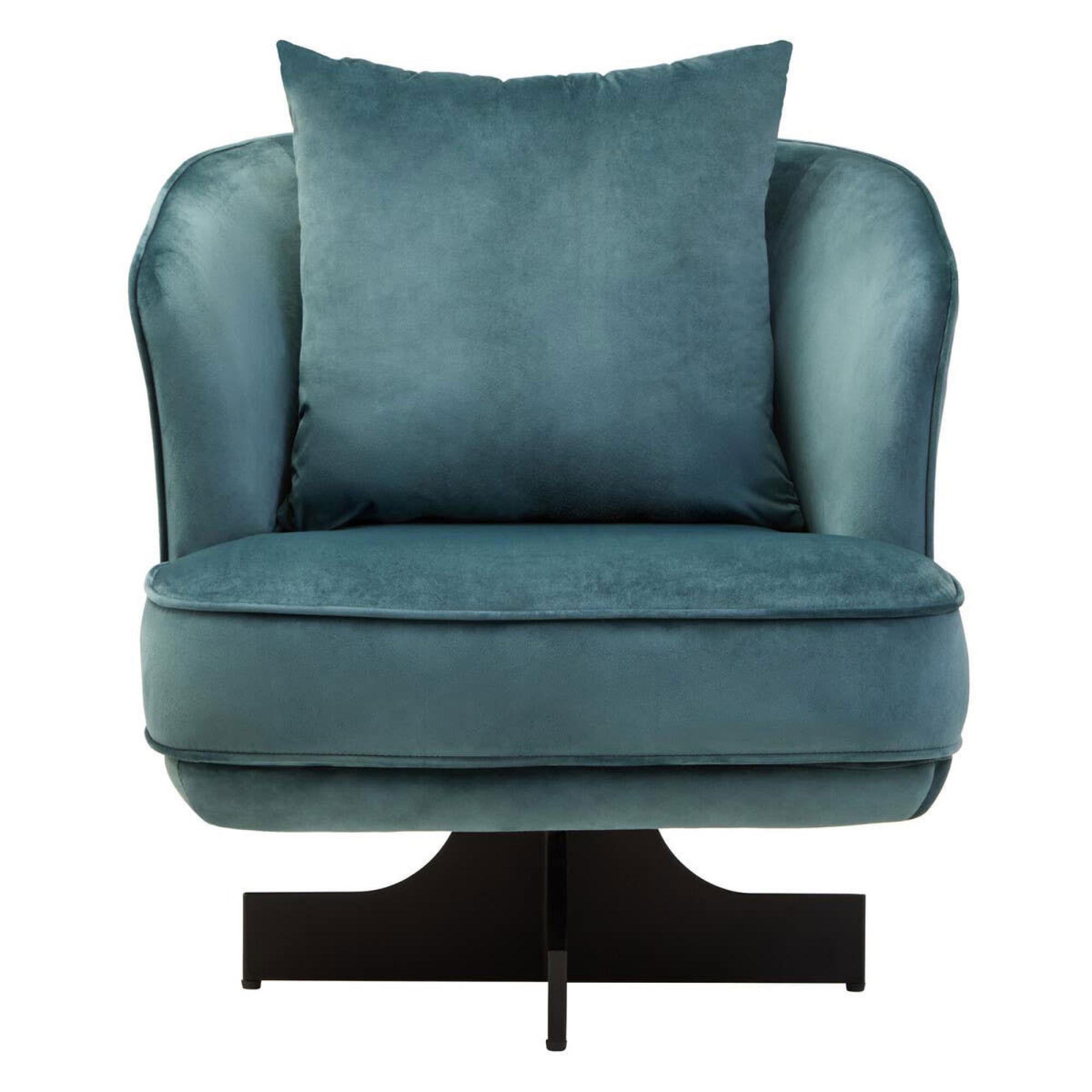 Hale Lounge Chair - Swivel - Azure Velvet Fabric
