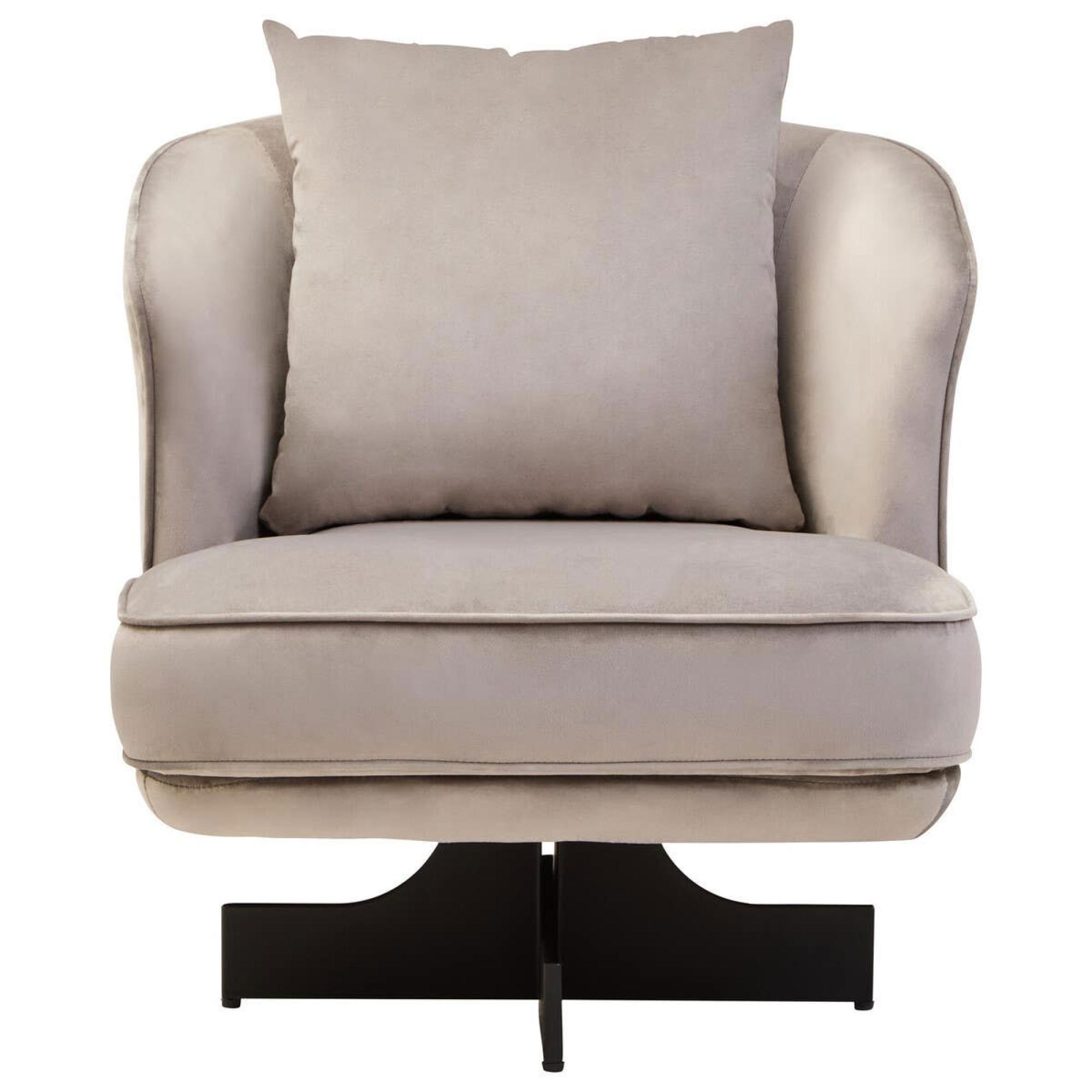 Hale Lounge Chair - Swivel - Grey Velvet Fabric