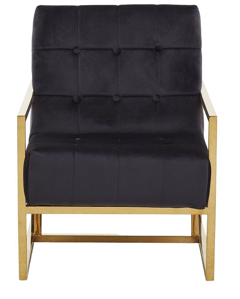Hana Armchair - Black Velvet with Gold Frame