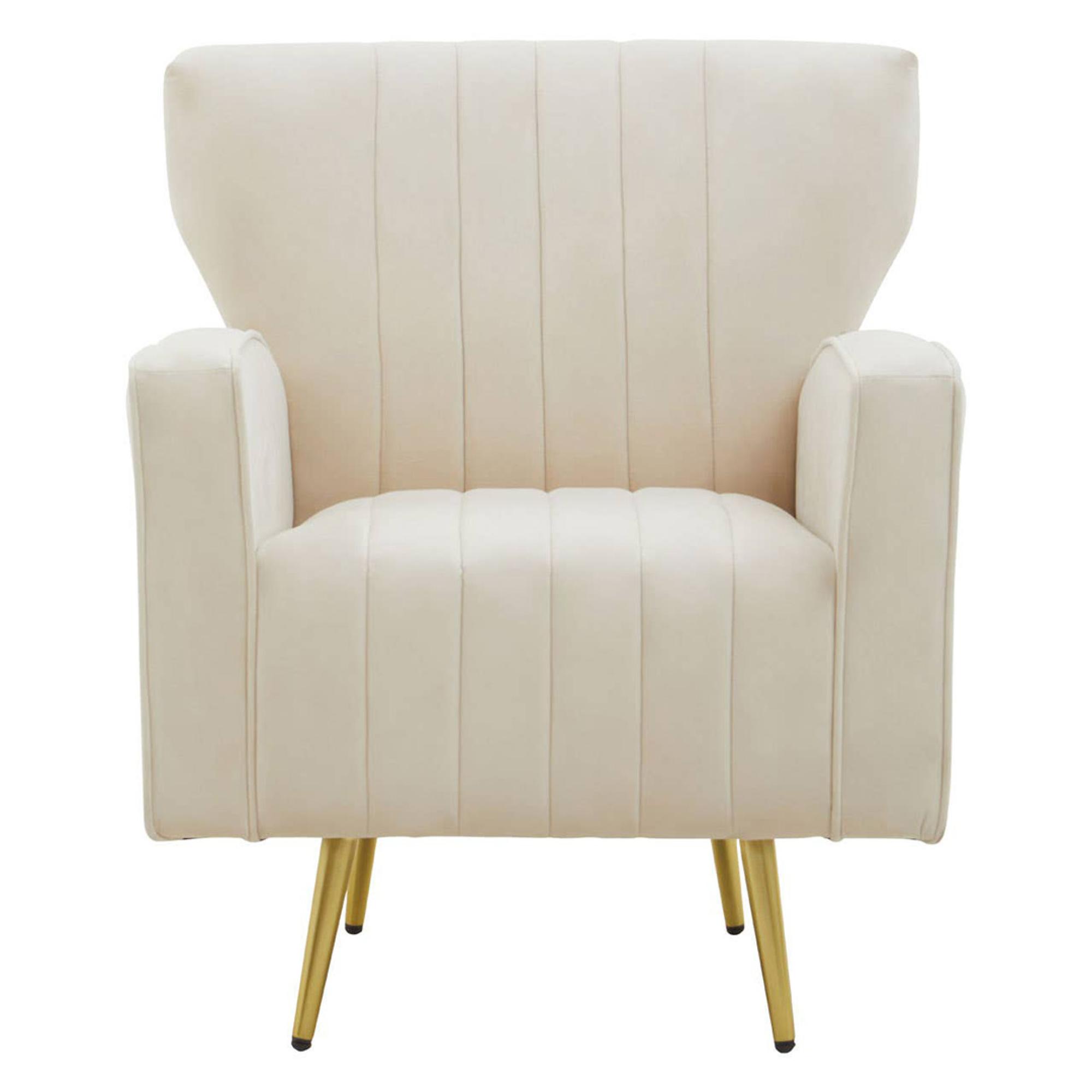 Hayley Armchair - Natural Velvet with Gold Metal Legs