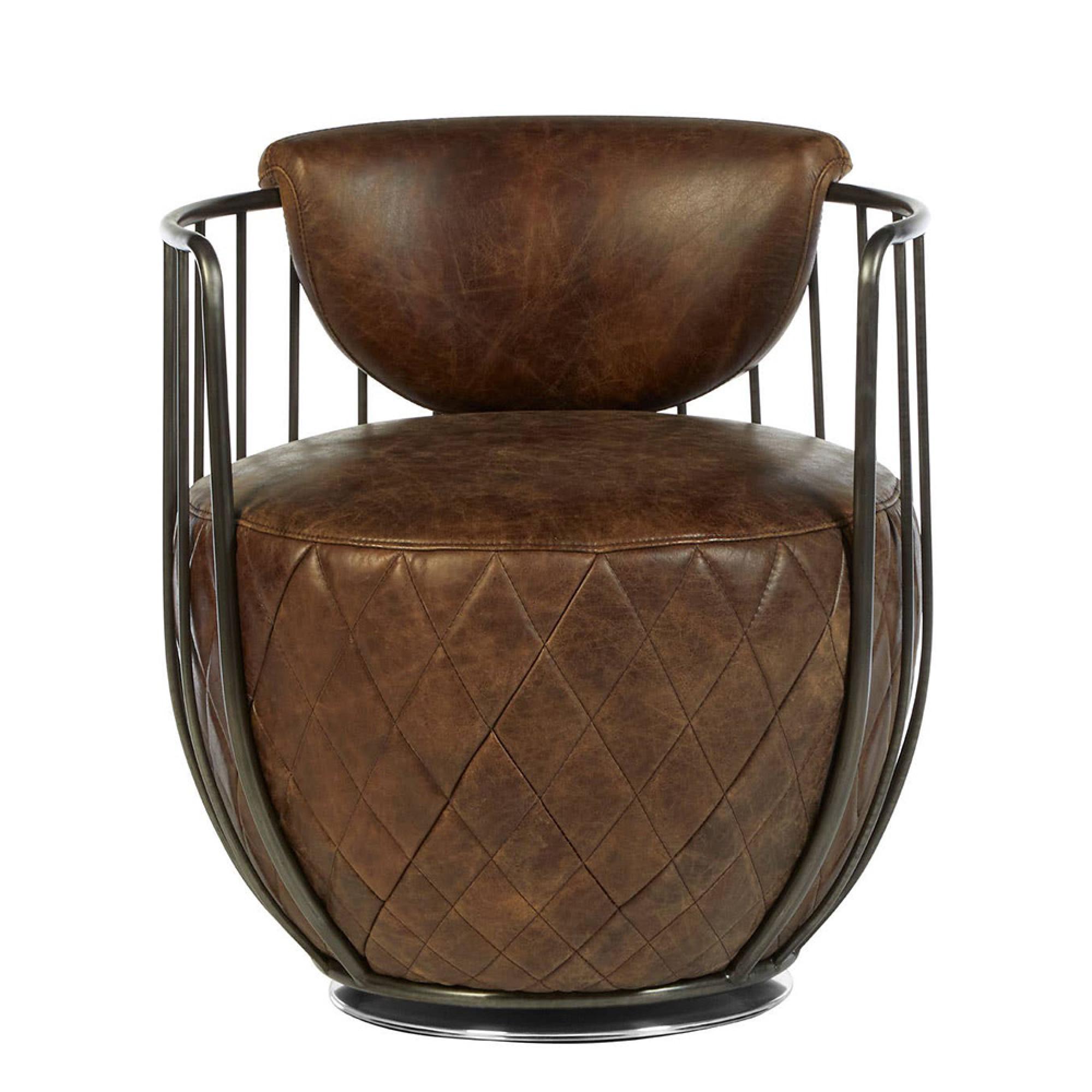 Hoxton Swivel Chair - Brown Leather