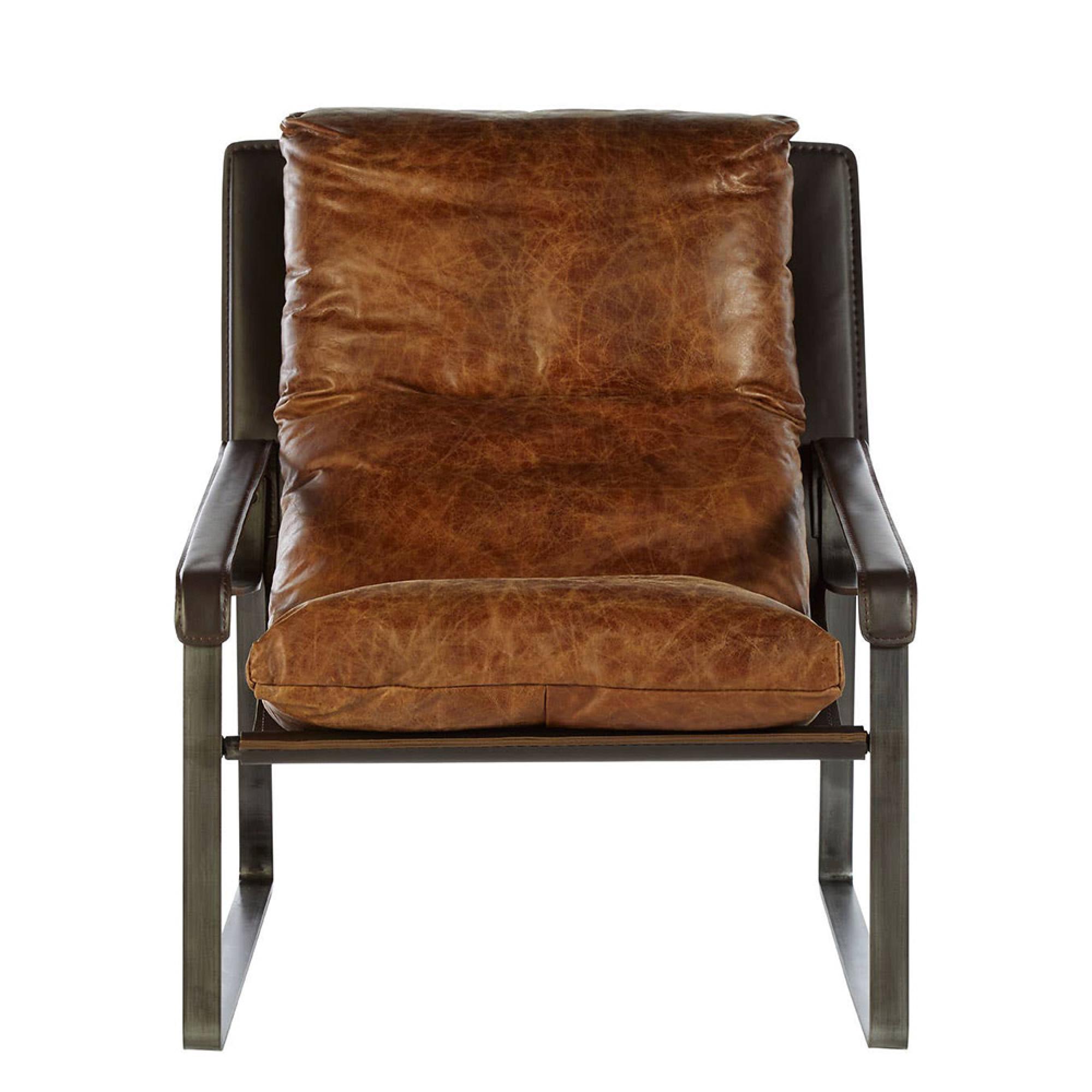 Hoxton Lounge Chair - Distressed Light Brown Leather