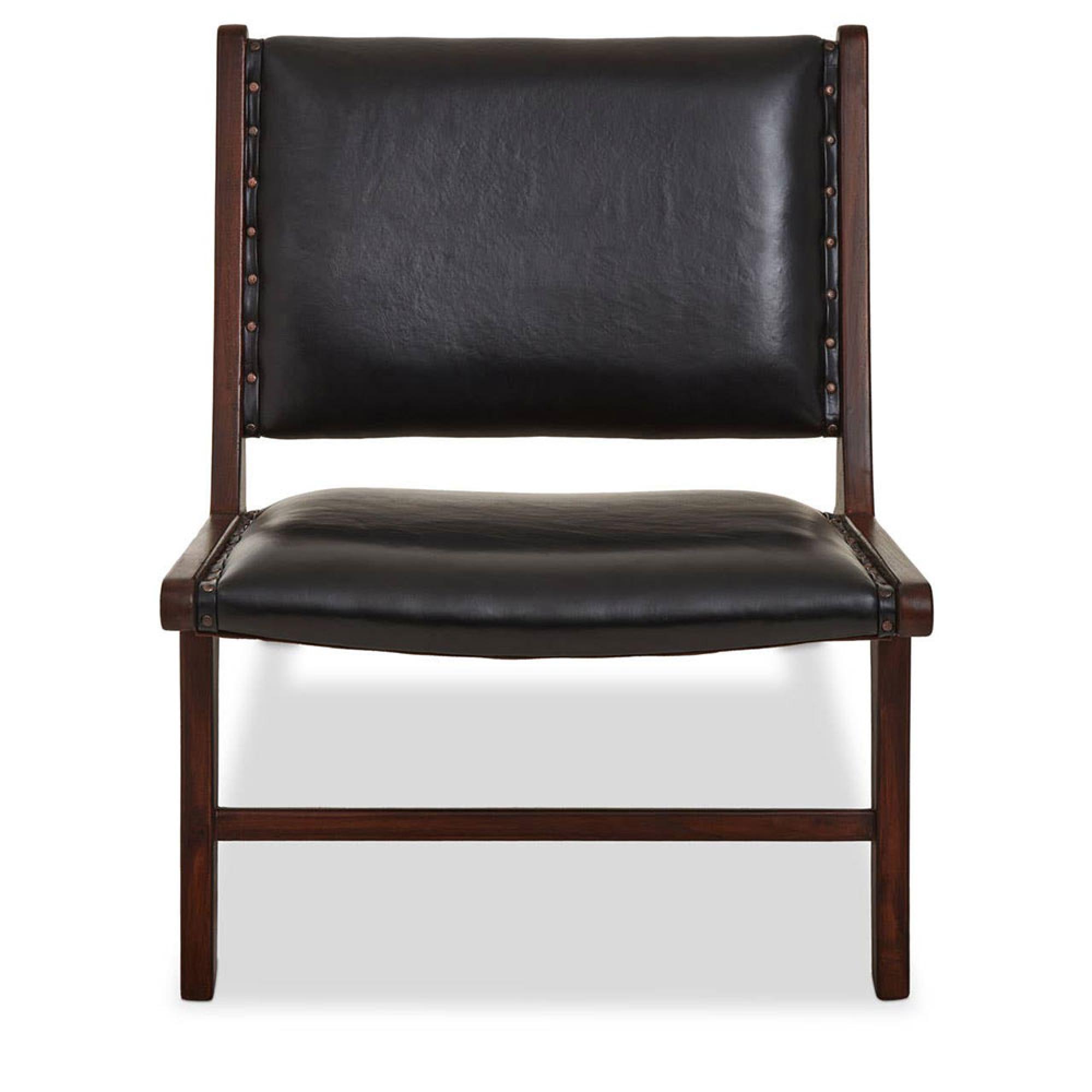 Inca Chair - Black Cow Leather with Teak Wood - Lounge