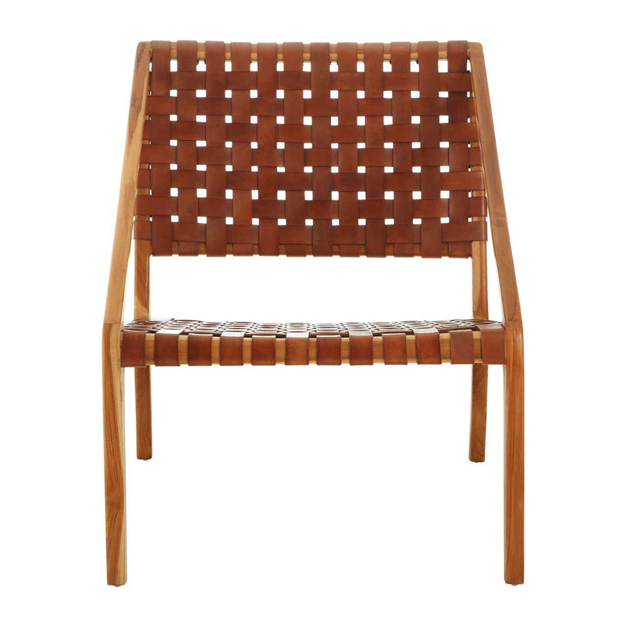 Kendari Chair - Tan Woven Leather with Teak Wood