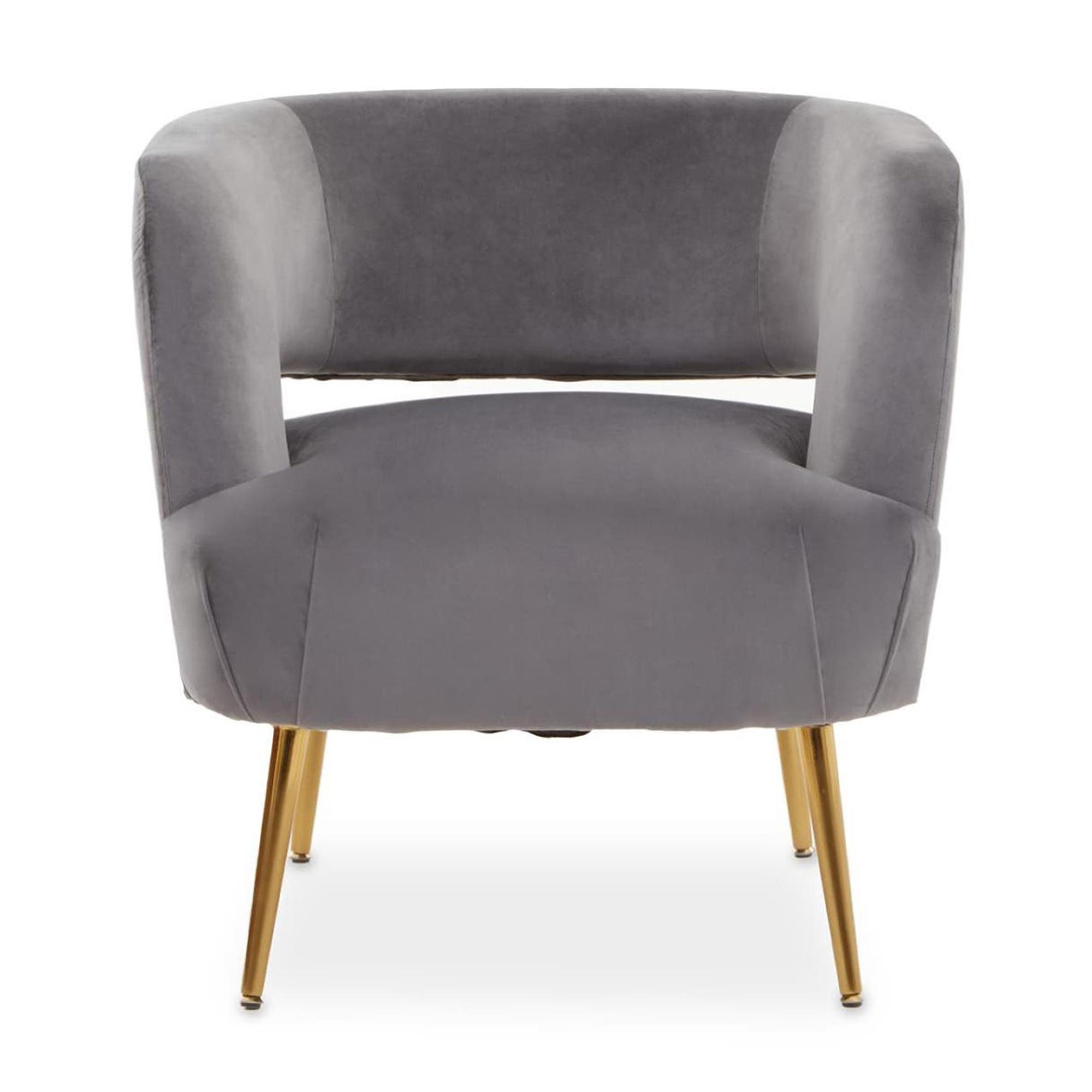 Larissa Accent Chair - Grey Velvet Fabric with Metal Legs