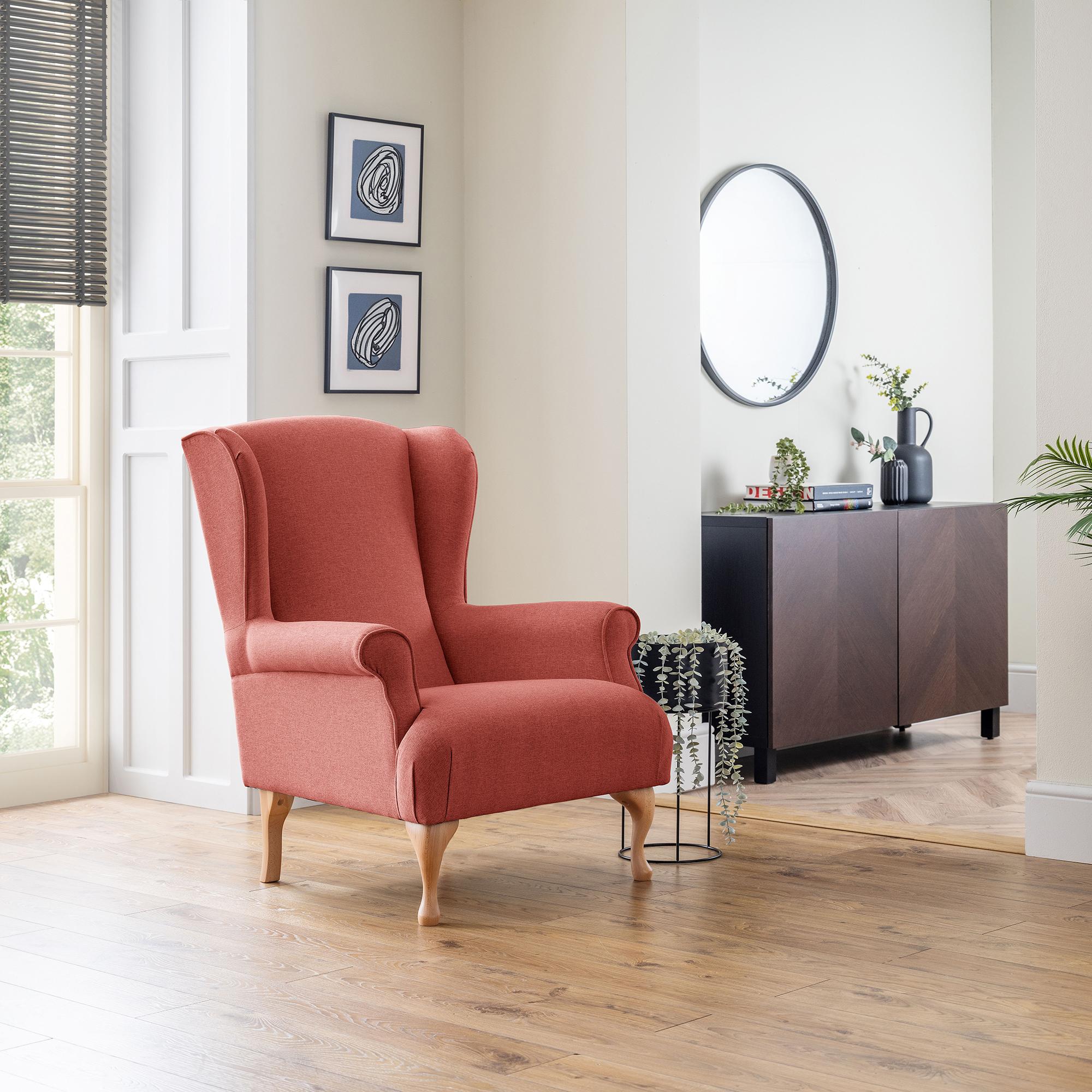 Linnet Accent Chair - Coral Fabric