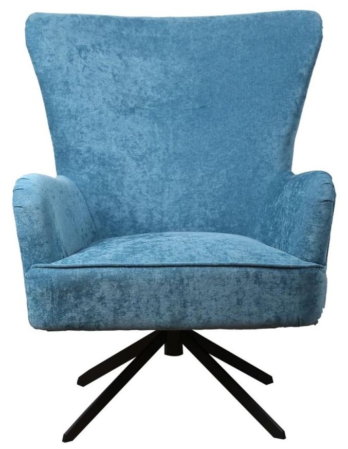 Salinas Swivel Armchair - Chenille Fabric - Ocean Blue