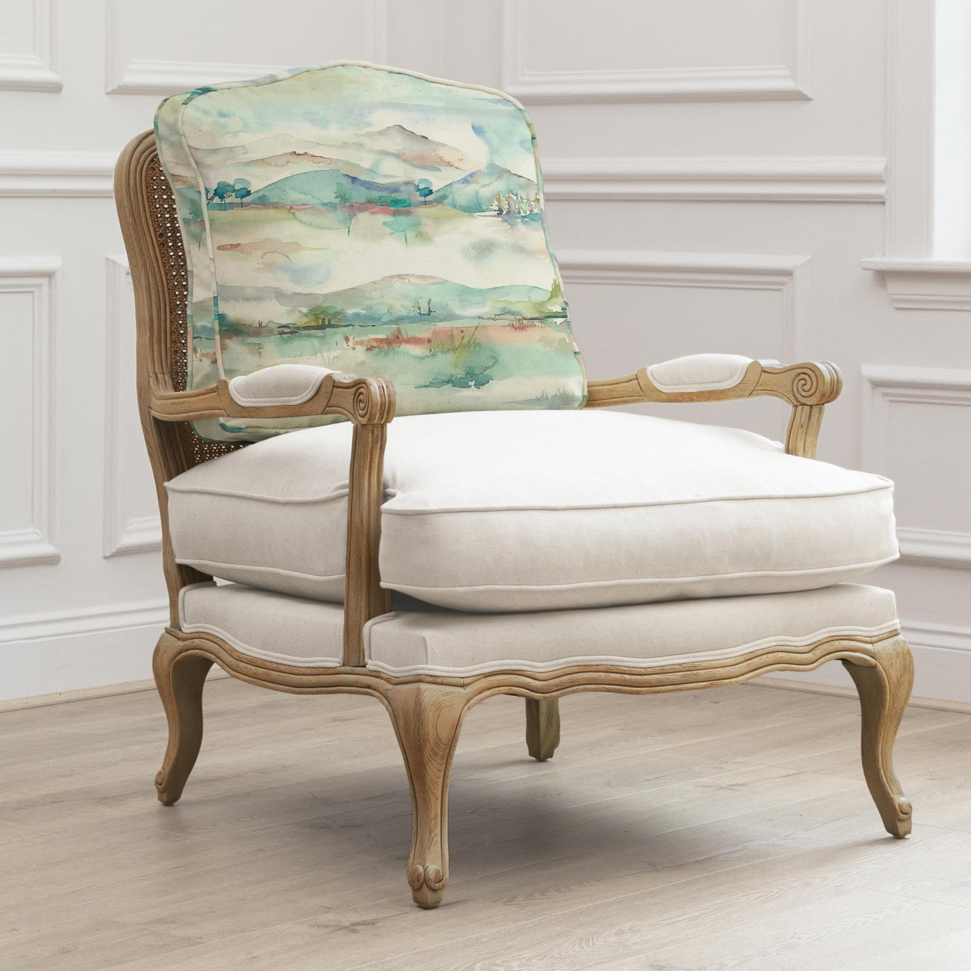 Russet Florence Armchair - Oak and Linen Shores - Printed