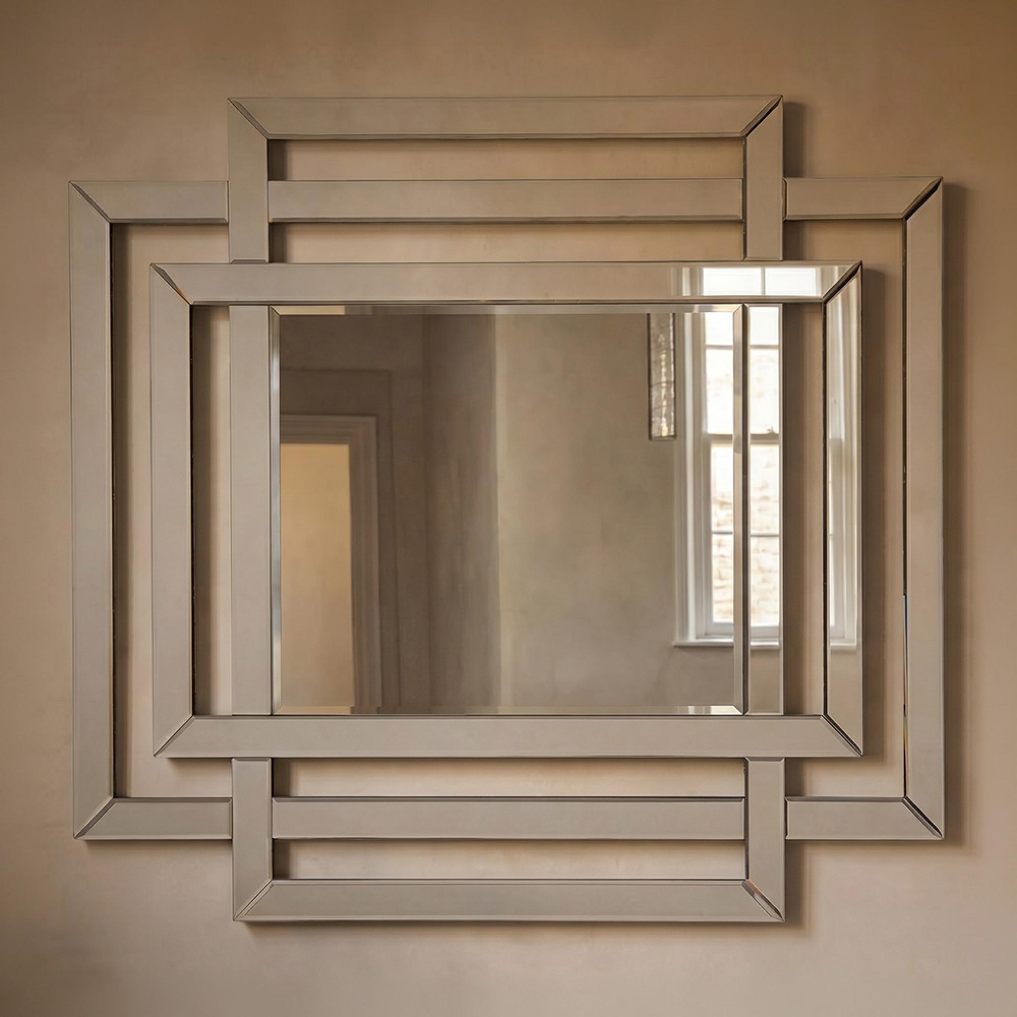 Farley Wall Mirror - Silver Tri Rectangle - 100cm x 110cm