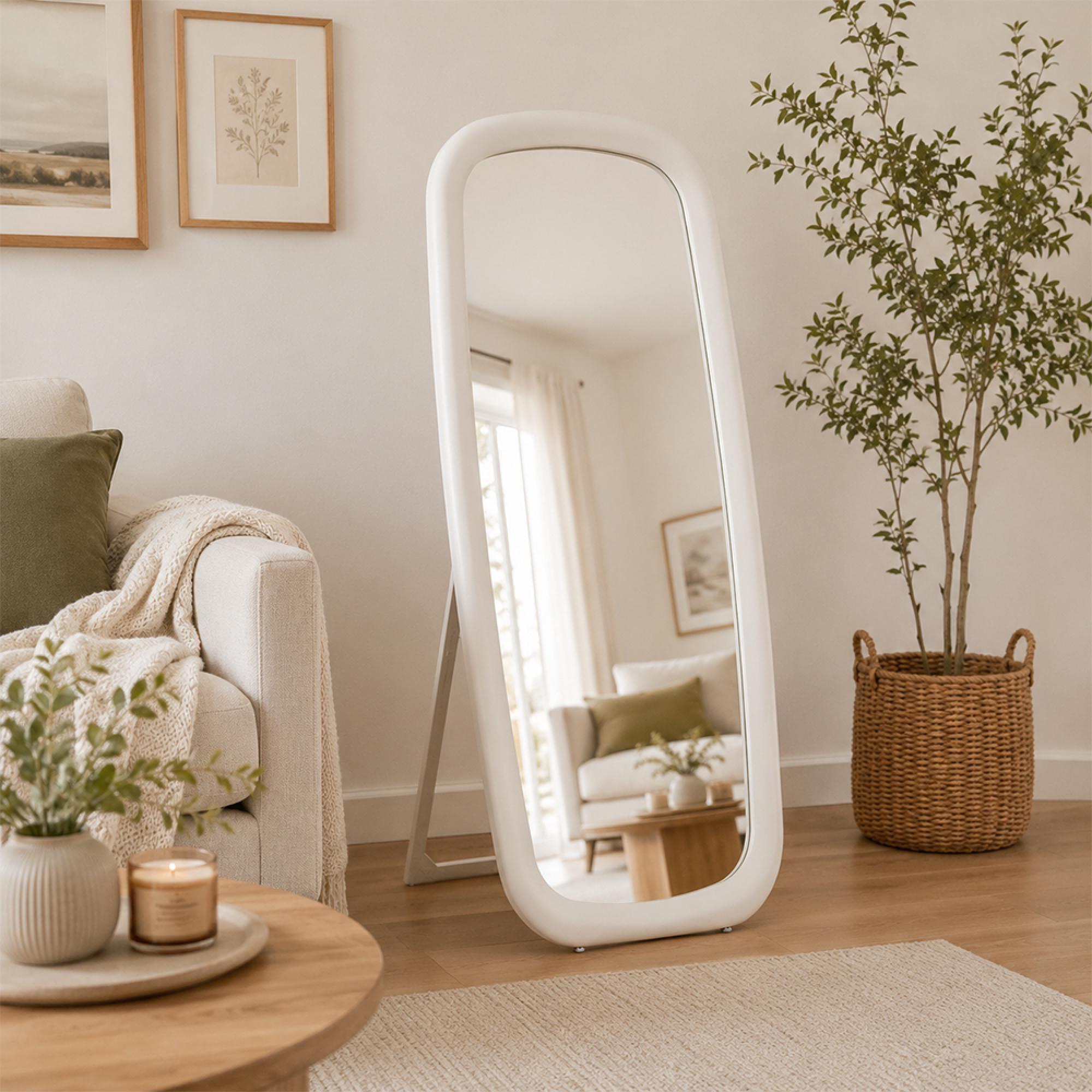 Cheval Mirror - White Painted - Wood - 80cm x 180cm