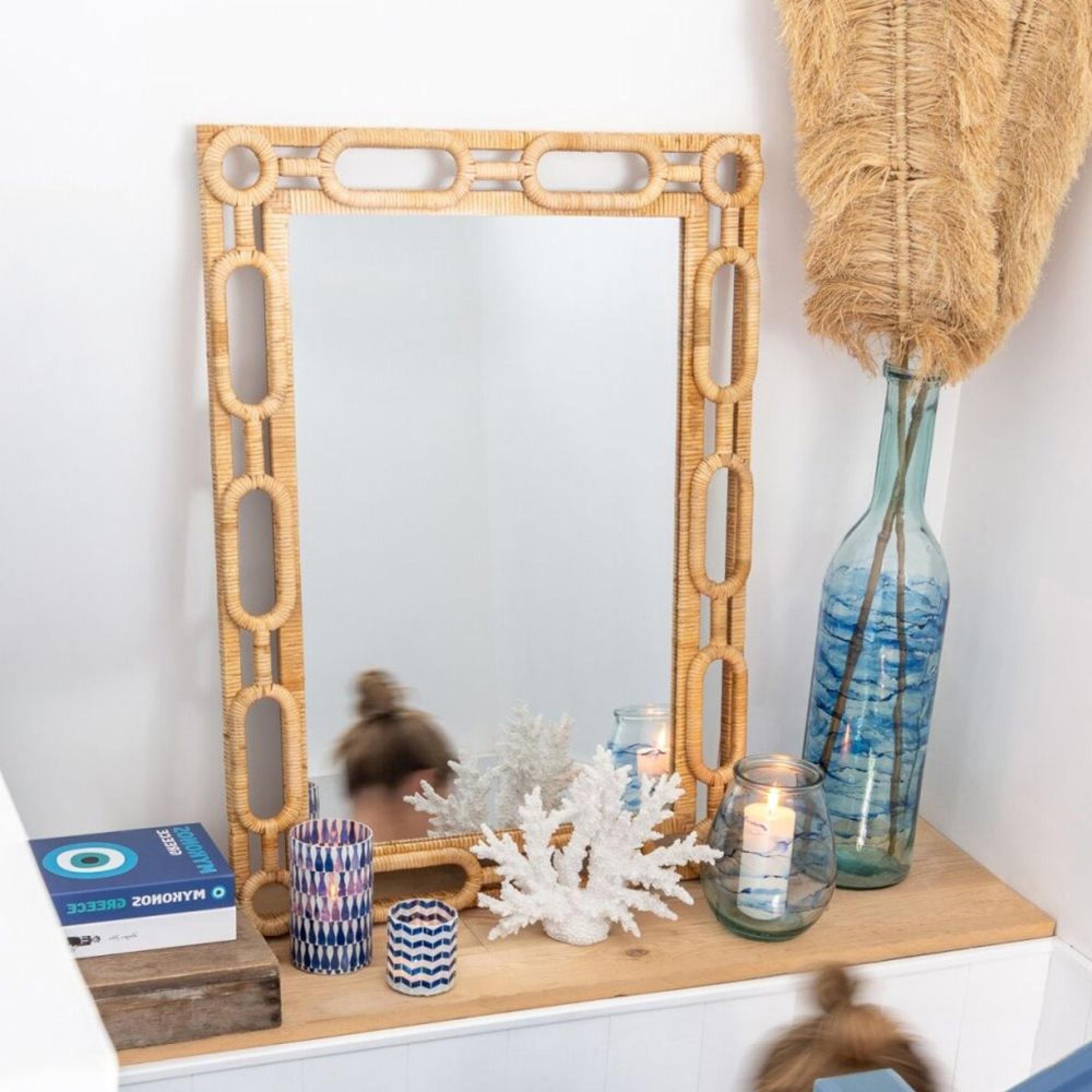 Ring Wall Mirror - Small - Natural - Rattan and Wood - 75cm x 101.5cm