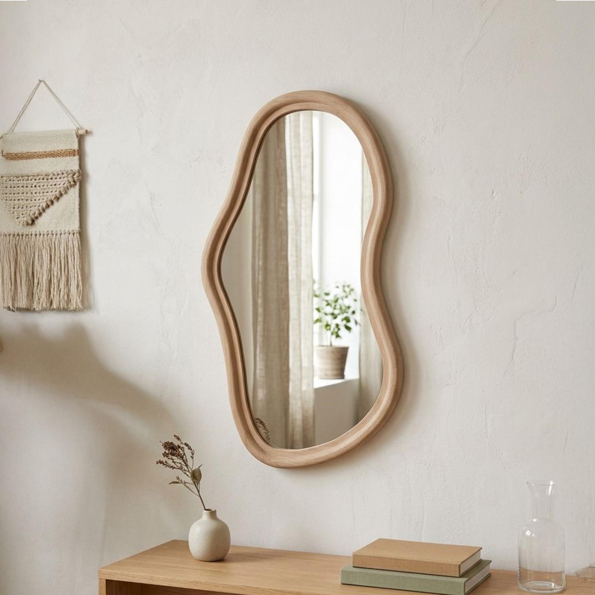 Brix Sophie Wall Mirror - Abstract - Small - Natural - Wood - 40cm x 78cm
