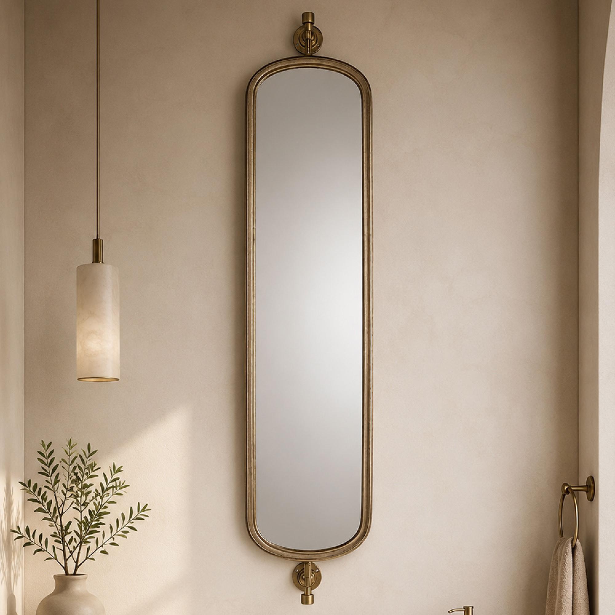 Hasting Wall Mirror - Antique Brass - Metal - 41cm x 192cm