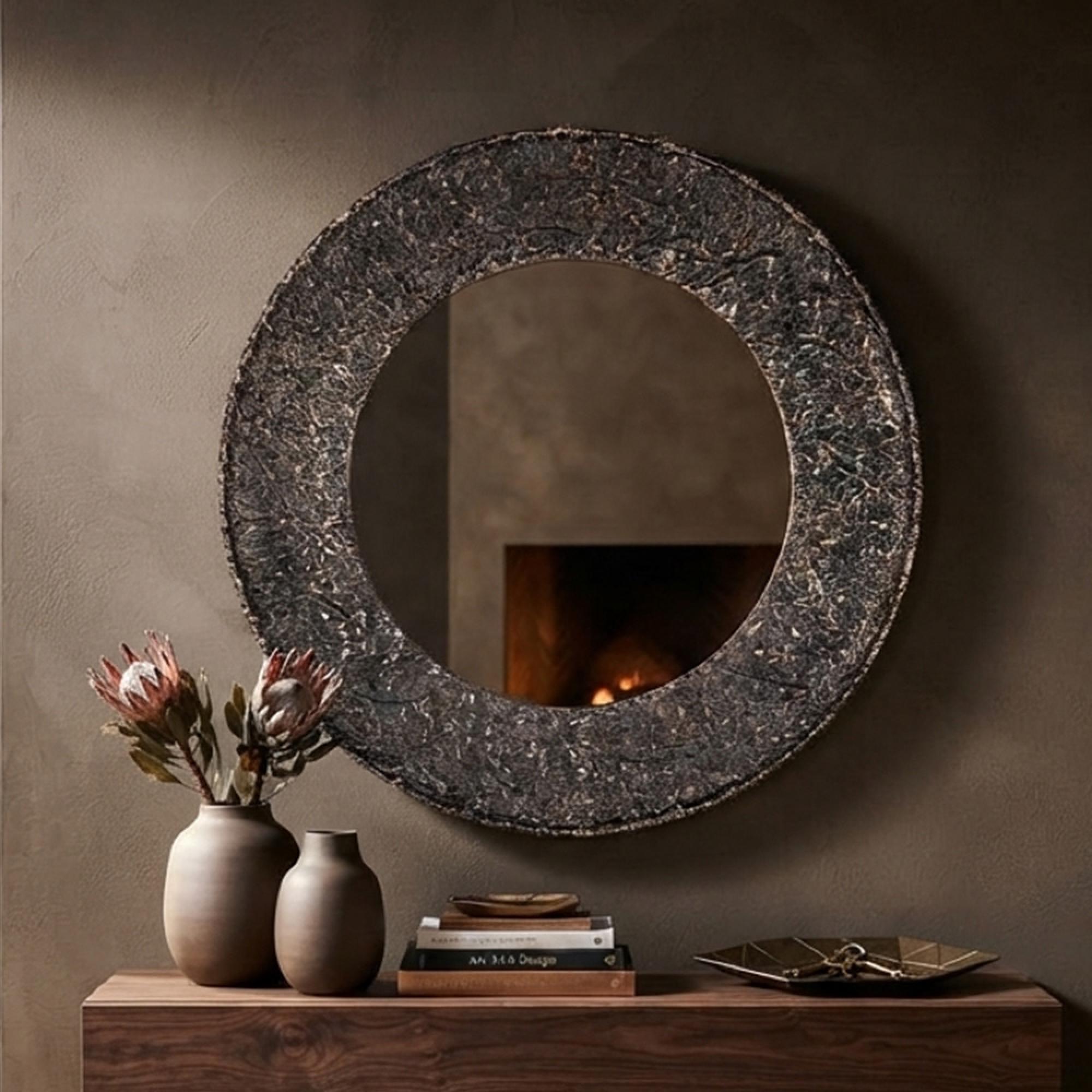 Jamel Wall Mirror - Round - Bronze - Aluminum - 86cm x 4cm