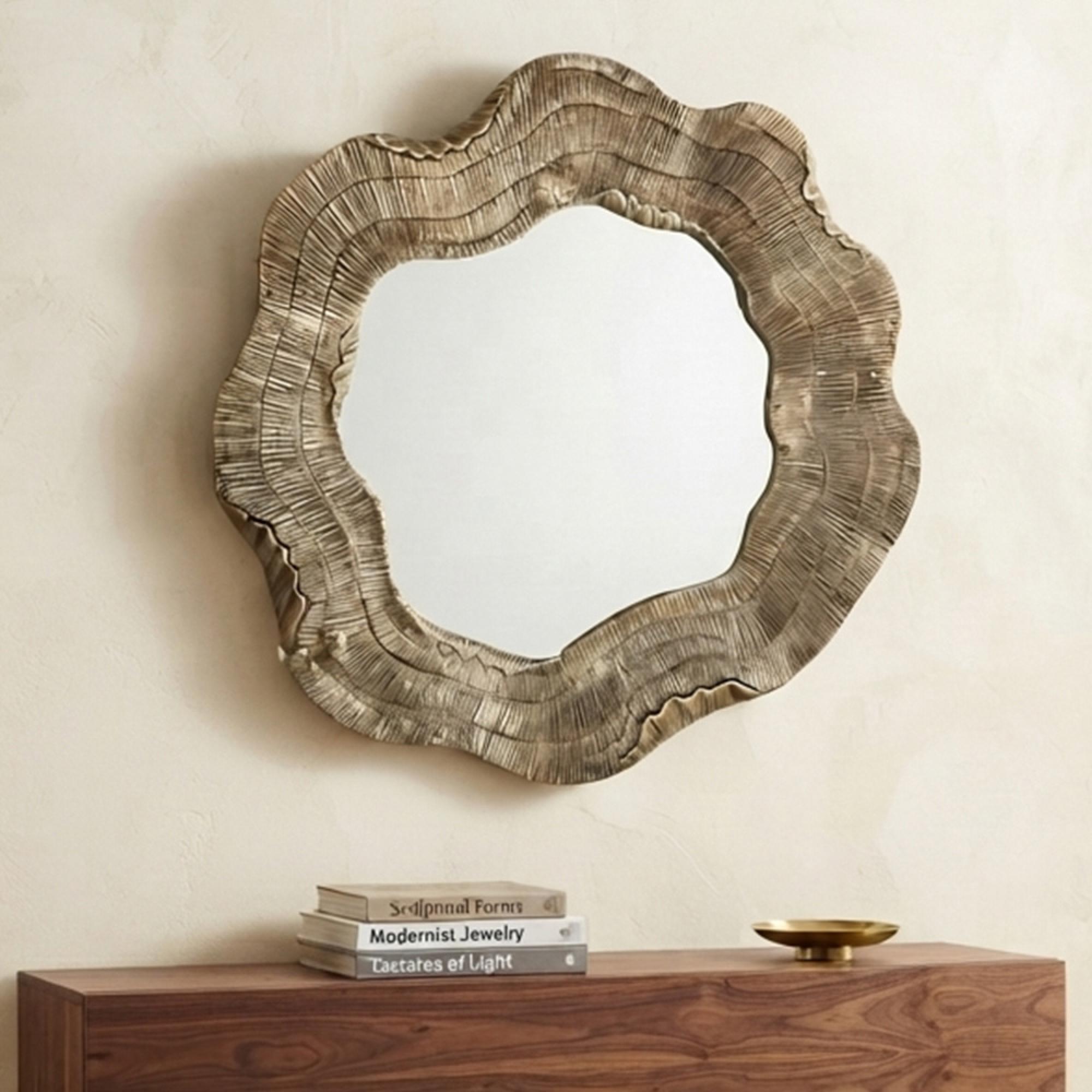 Elia Wall Mirror - Abstract - Gold - Aluminium - 90cm x 5cm