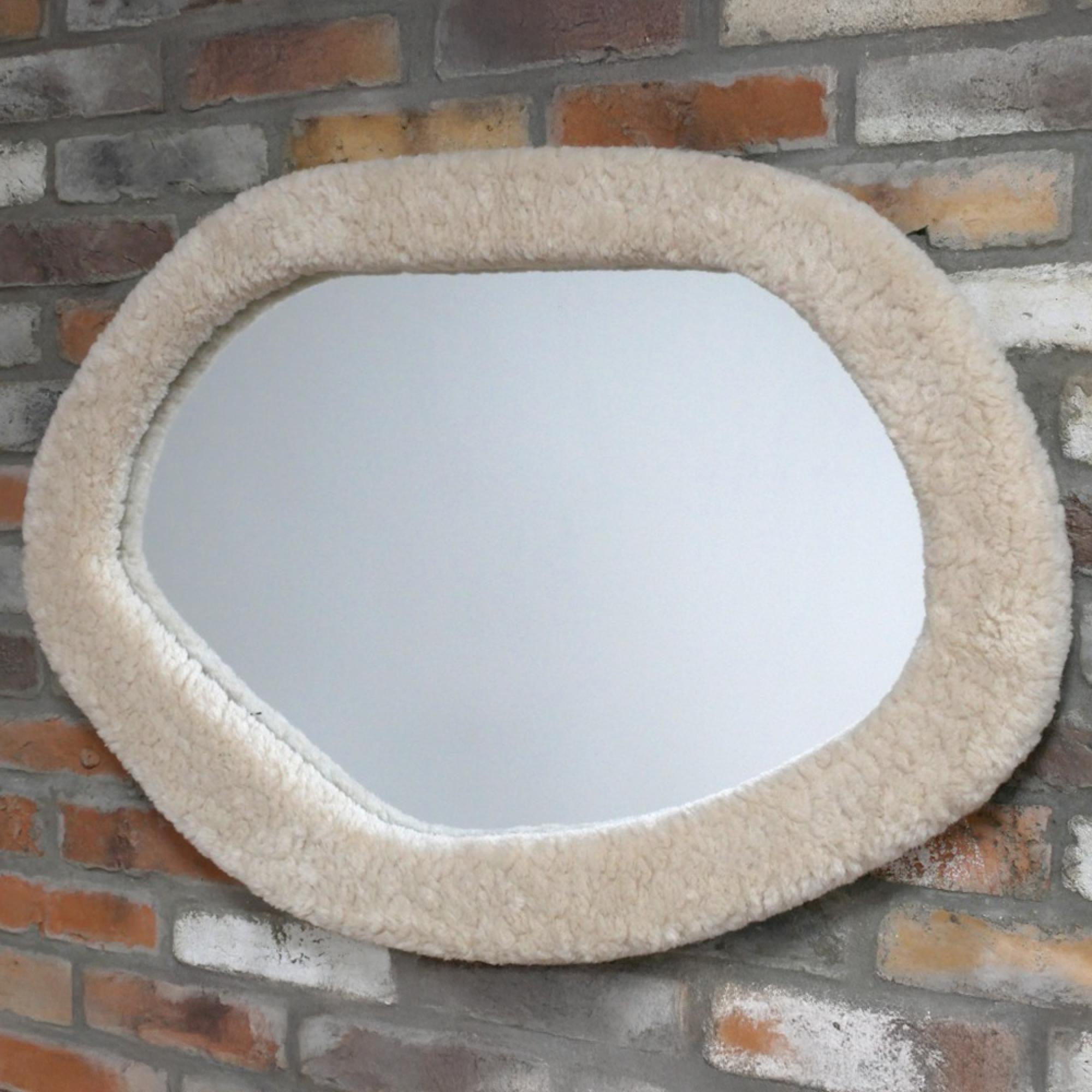 Wall Mirror - Abstract - Cream - Teddy Fabric