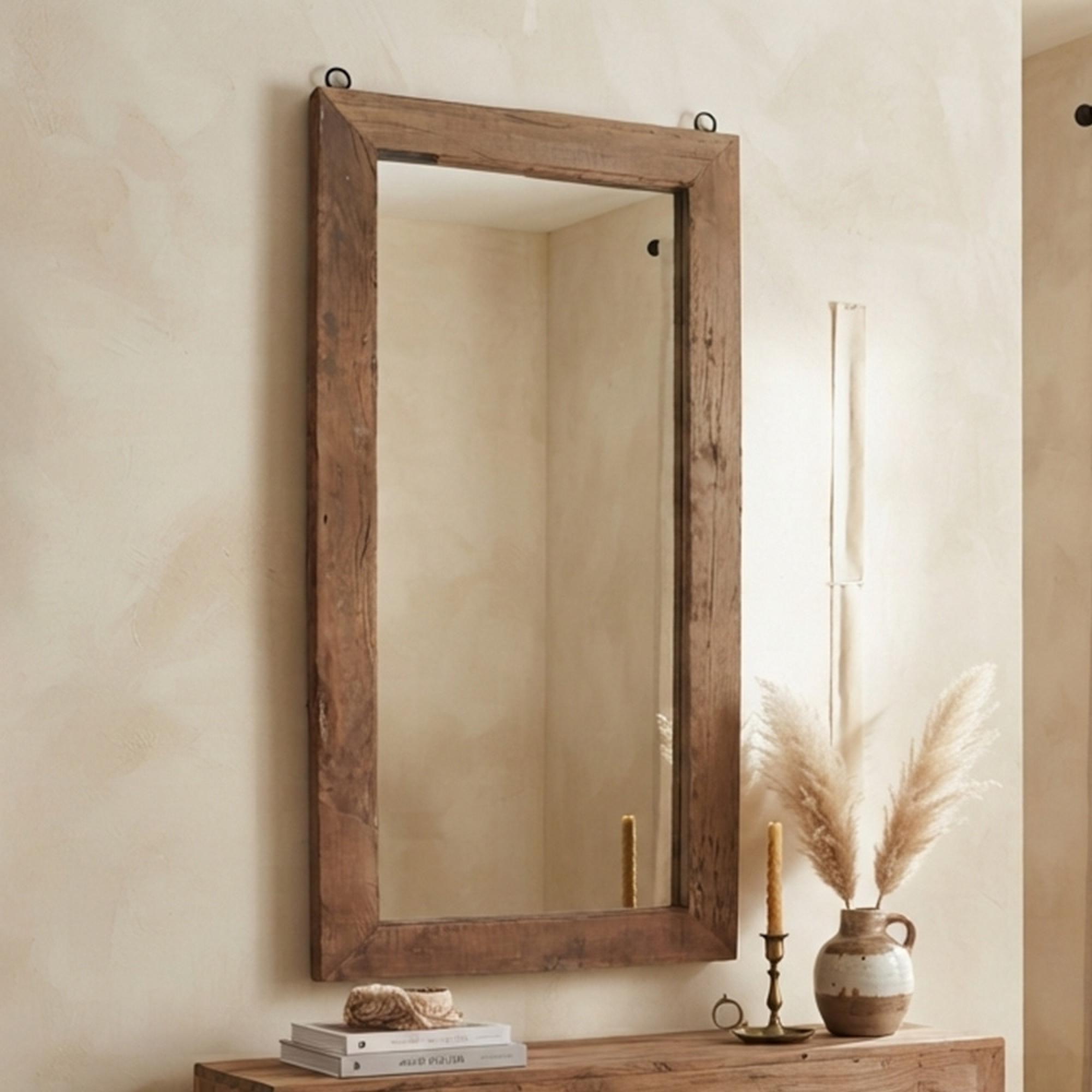 Bassano Wall Mirror - Natural - Teak Wood - 85cm x 175cm