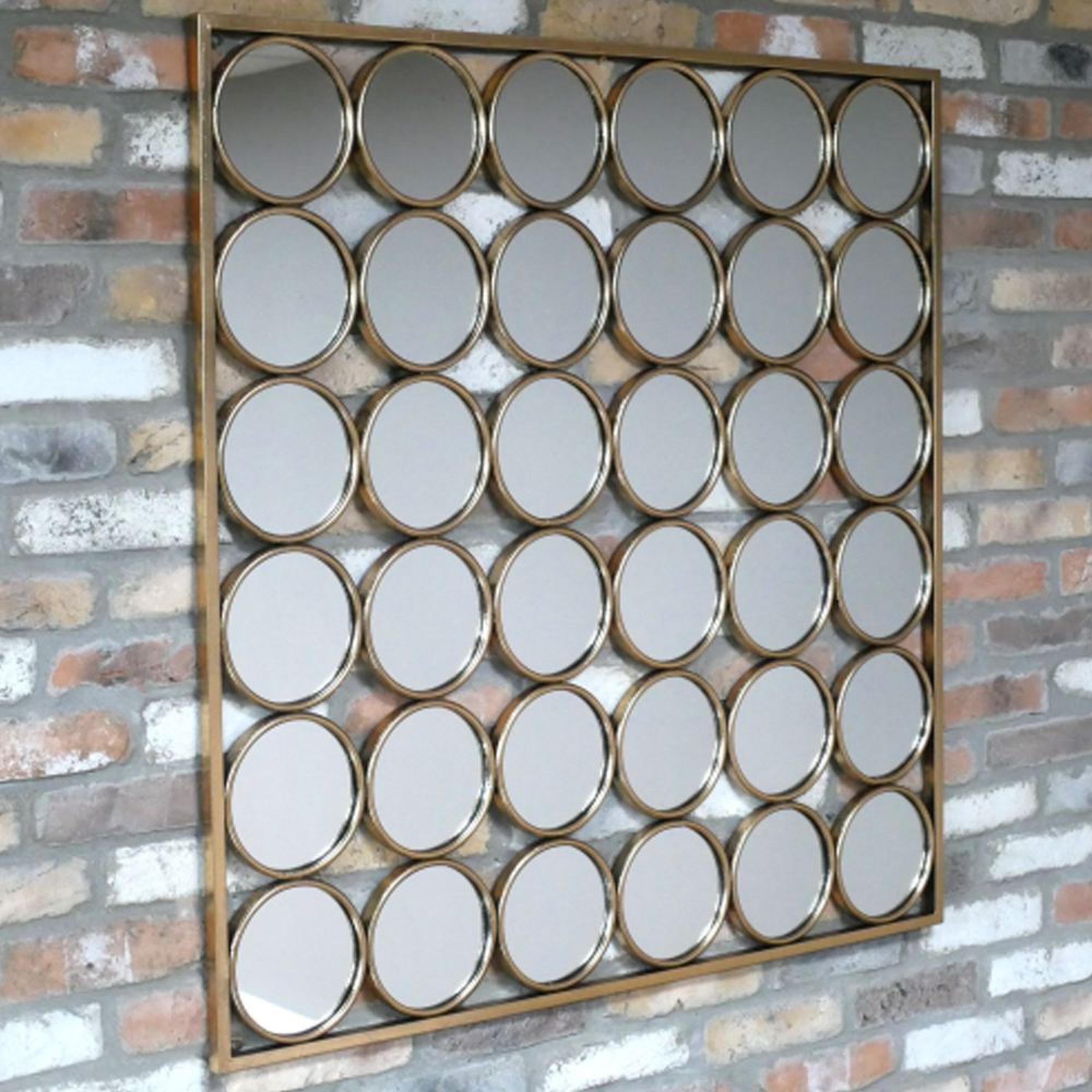 36 Circle Wall Mirror - Antique Gold - Metal - 109cm x 109cm