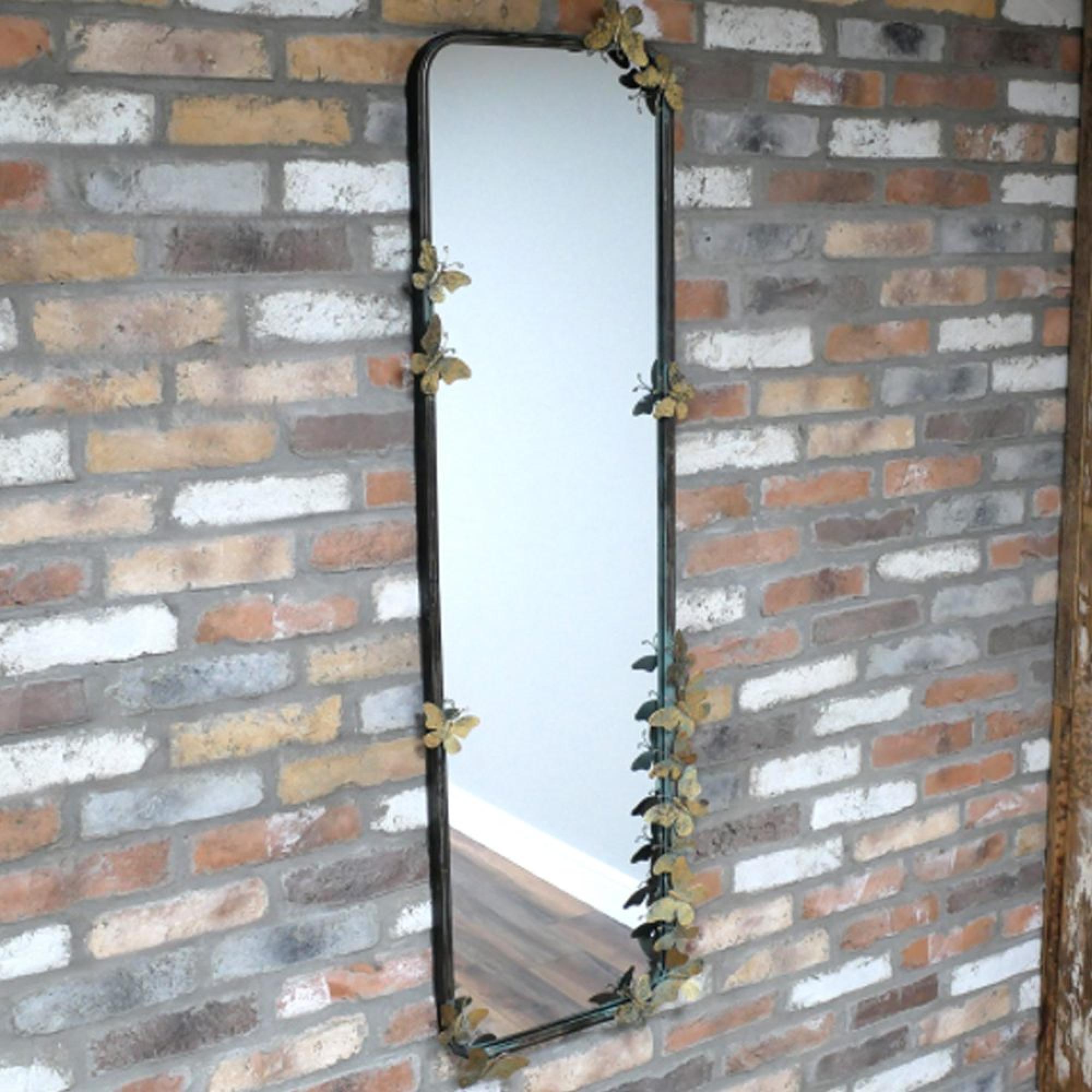 Butterfly Wall Mirror - Black - Metal - 46cm x 140cm